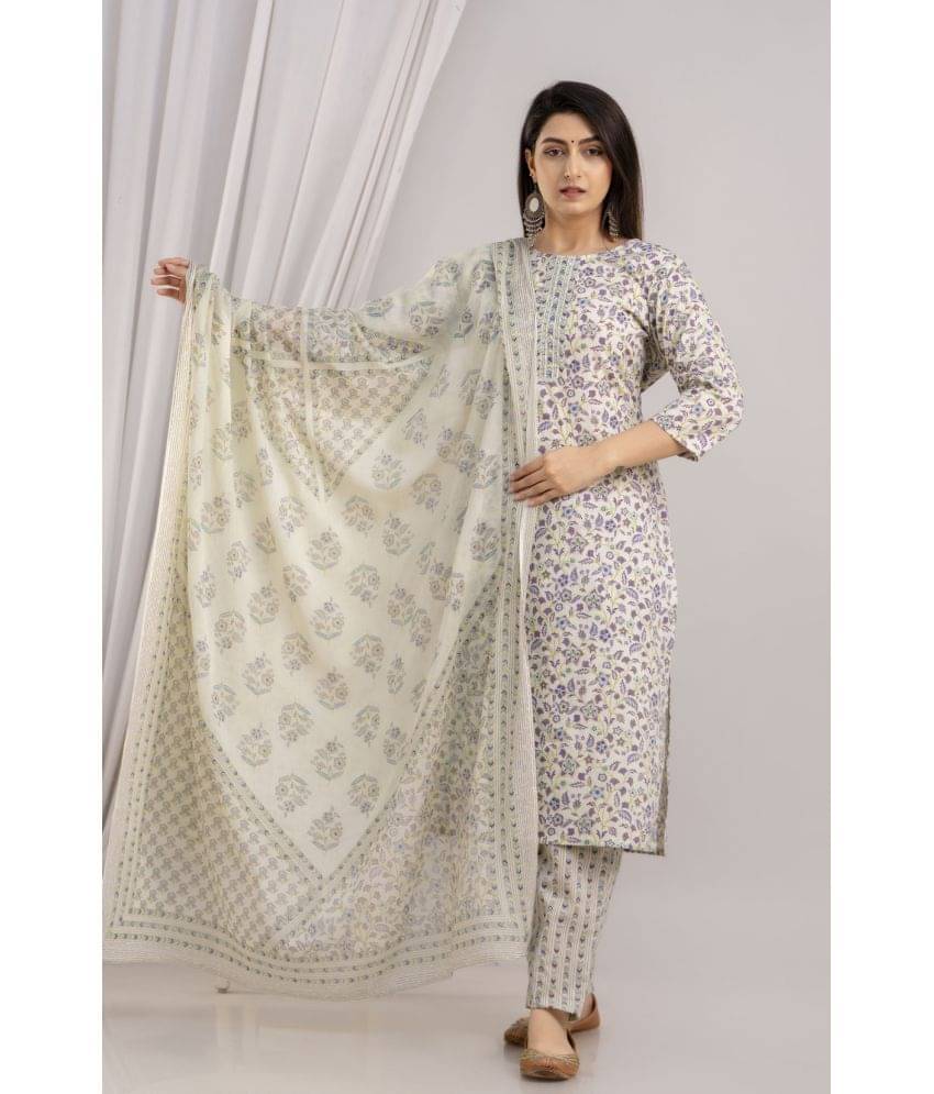 Frionkandy Cotton Printed Kurti With Pants Women's Stitched Salwar Suit - Purple ( Pack of 1 ) Frionkandy Cotton Printed Kurti With Pants Women's Stitched Salwar Suit - Purple ( Pack of 1 )