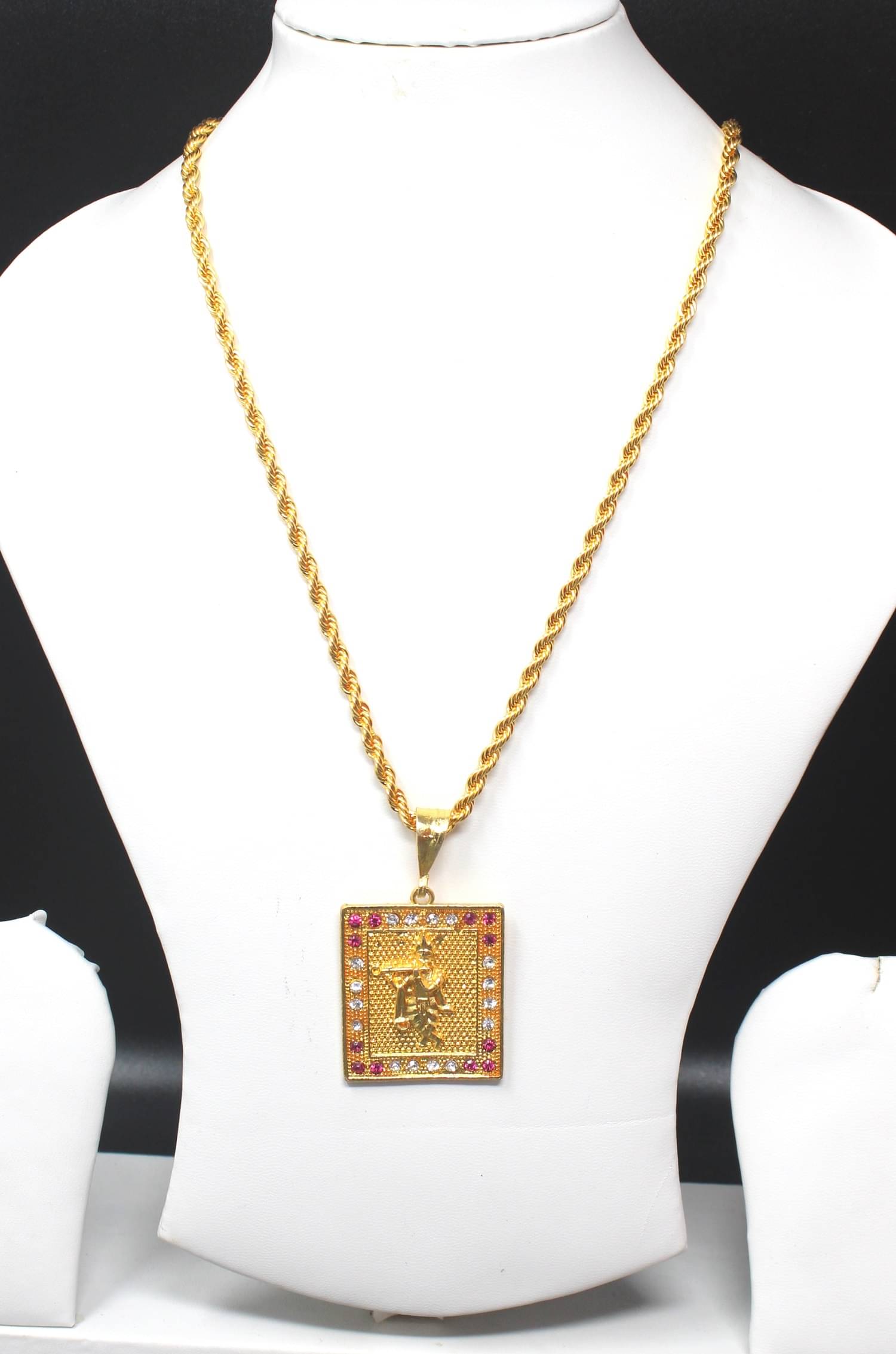     			Gold plated chain with pendant necklace jewelry set for men women unisex