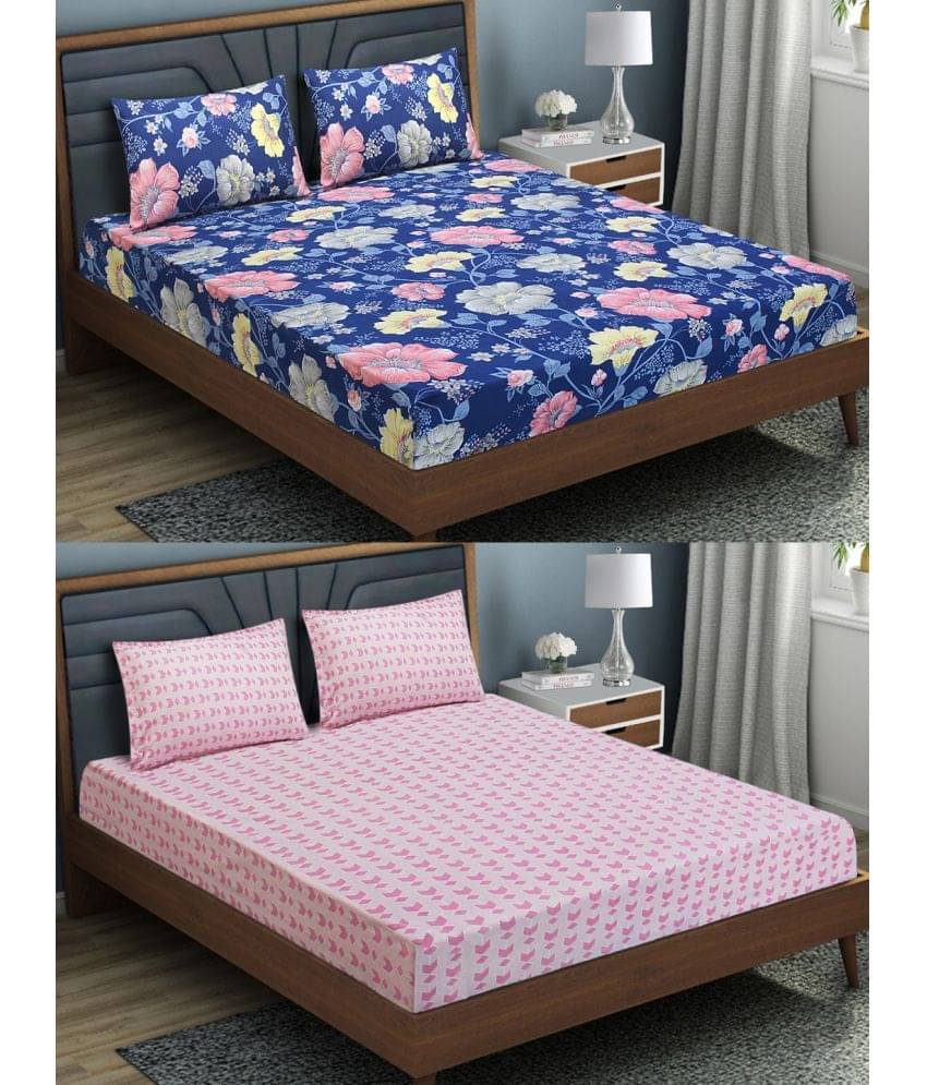 Home Candy Microfibre Floral Fitted 2 Bedsheets with 4 Pillow Covers ( Double Bed ) - Pink Home Candy Microfibre Floral Fitted 2 Bedsheets with 4 Pillow Covers ( Double Bed ) - Pink