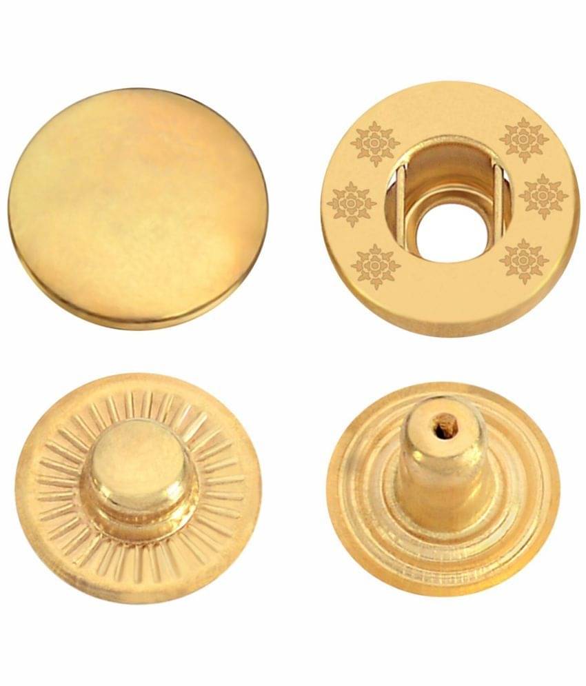 Jyoti Snap Button (100 Sets of Size VT - 5/12.5 mm of Brass in Golden Finish) Strong Grip Round Studs Clasp, Fasteners for Sewing, Purses, Bags, Leather, Clothes and DIY Works - Pack of 1 Jyoti Snap Button (100 Sets of Size VT - 5/12.5 mm of Brass in Golden Finish) Strong Grip Round Studs Clasp, Fasteners for Sewing, Purses, Bags, Leather, Clothes and DIY Works - Pack of 1