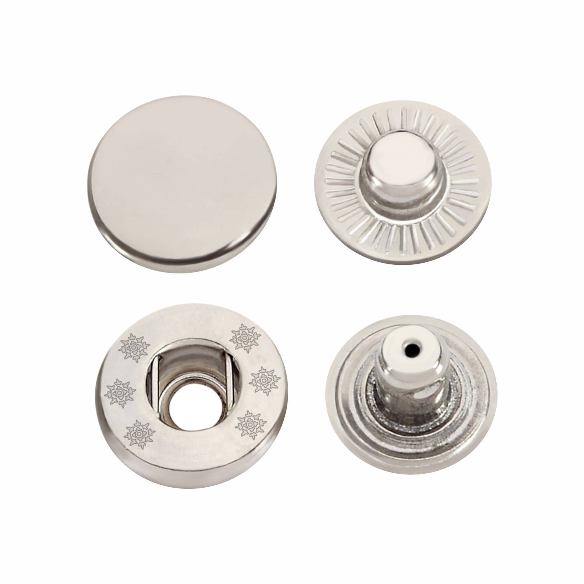 Jyoti Snap Button (100 Sets of Size VT - 8/15 mm of Steel in Nickel Finish) Strong Grip Round Studs Clasp, Fasteners for Sewing, Purses, Bags, Leather, Clothes and DIY Works - Pack of 1 - Stationery | Buy online on ZillyBuy