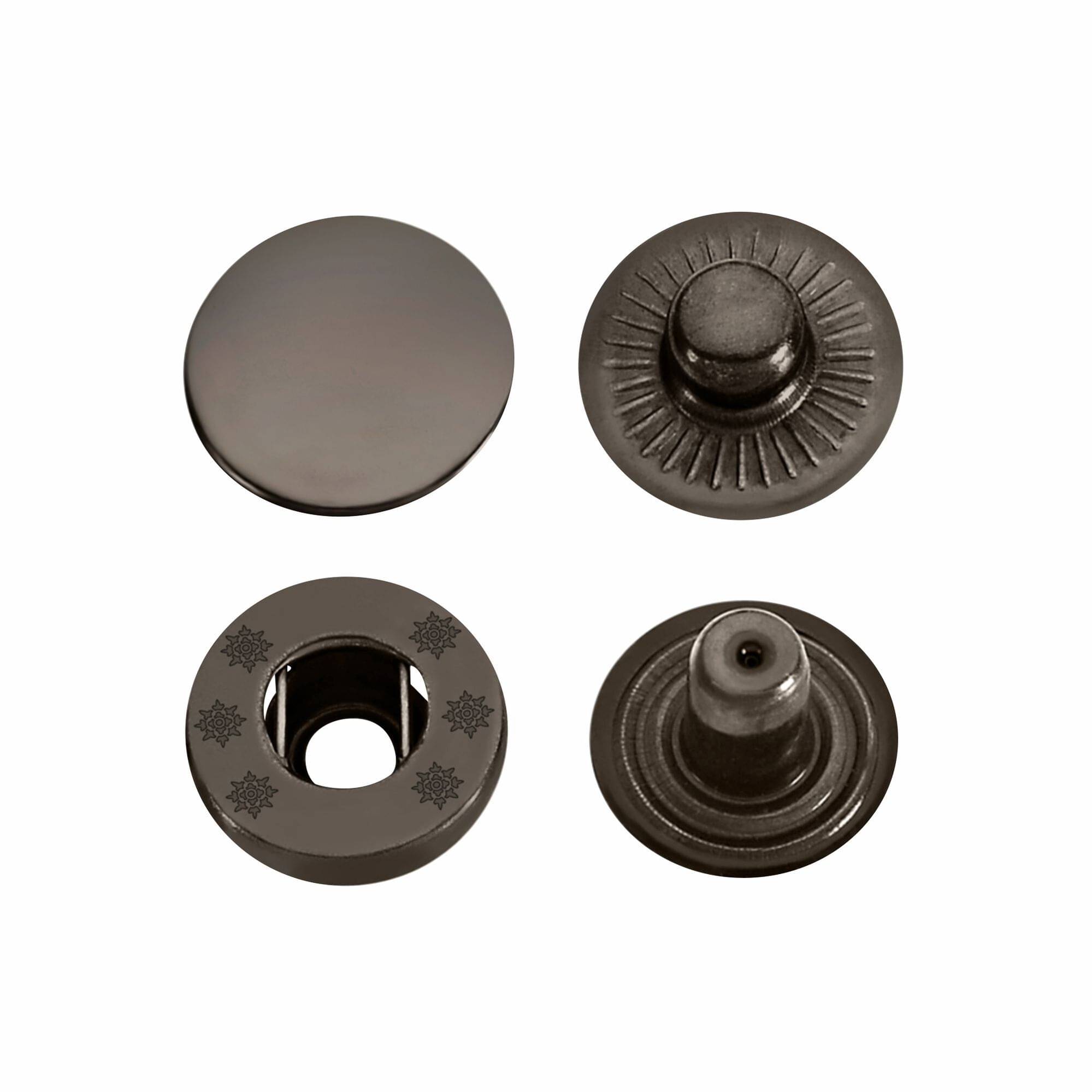 Jyoti Snap Button (100 Sets of Size VT - 8/15 mm of Steel in Black Nickel Finish) Strong Grip Round Studs Clasp, Fasteners for Sewing, Purses, Bags, Leather, Clothes and DIY Works - Pack of 1 Jyoti Snap Button (100 Sets of Size VT - 8/15 mm of Steel in Black Nickel Finish) Strong Grip Round Studs Clasp, Fasteners for Sewing, Purses, Bags, Leather, Clothes and DIY Works - Pack of 1