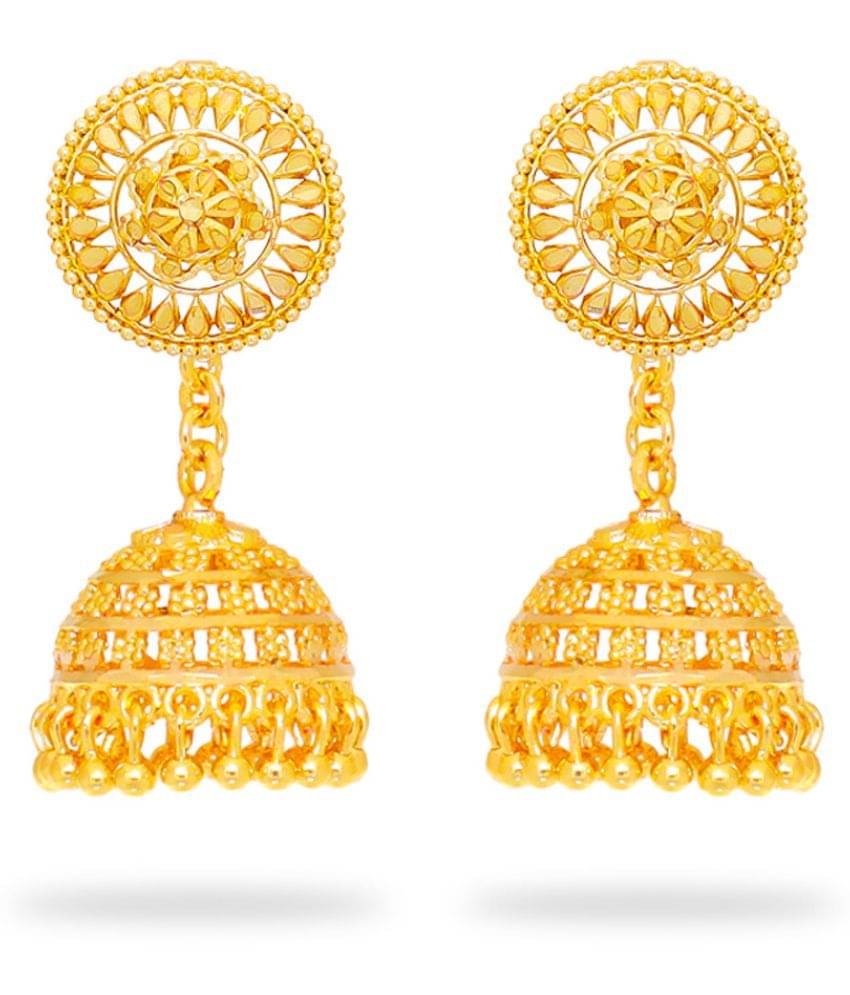     			LUV FASHION Golden Jhumki Earrings ( Pack of 1 )