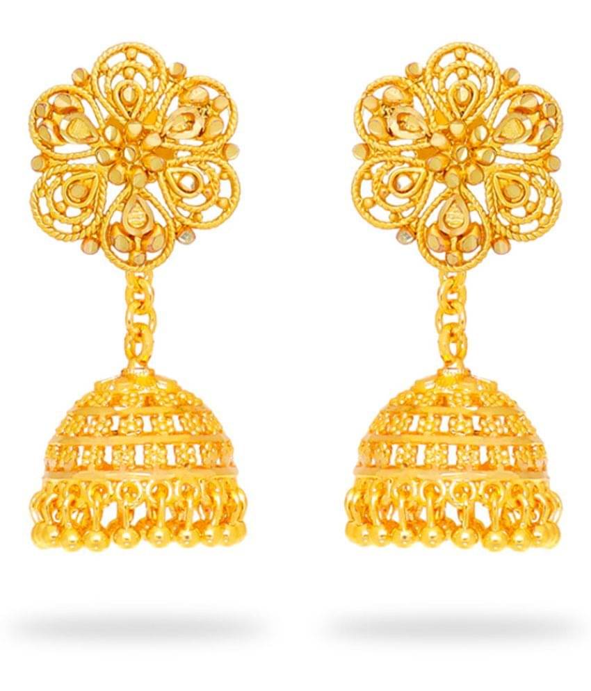     			LUV FASHION Golden Jhumki Earrings ( Pack of 1 )