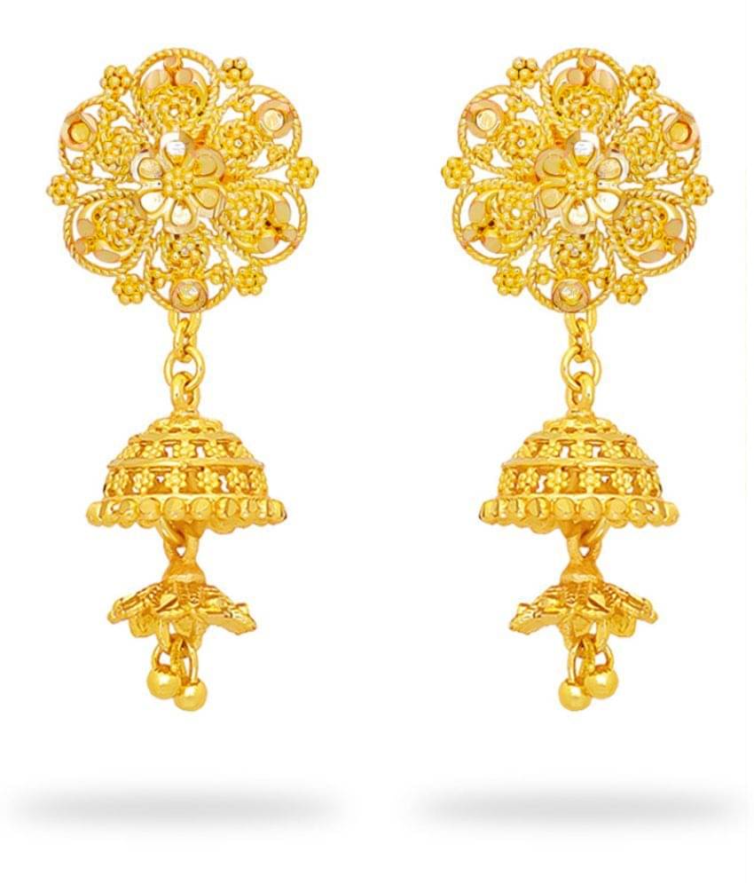     			LUV FASHION Golden Jhumki Earrings ( Pack of 1 )