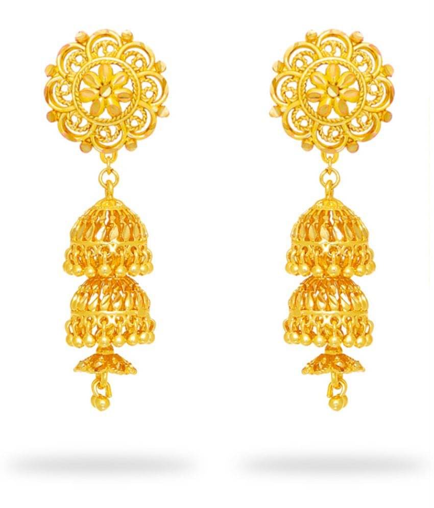     			LUV FASHION Golden Jhumki Earrings ( Pack of 1 )