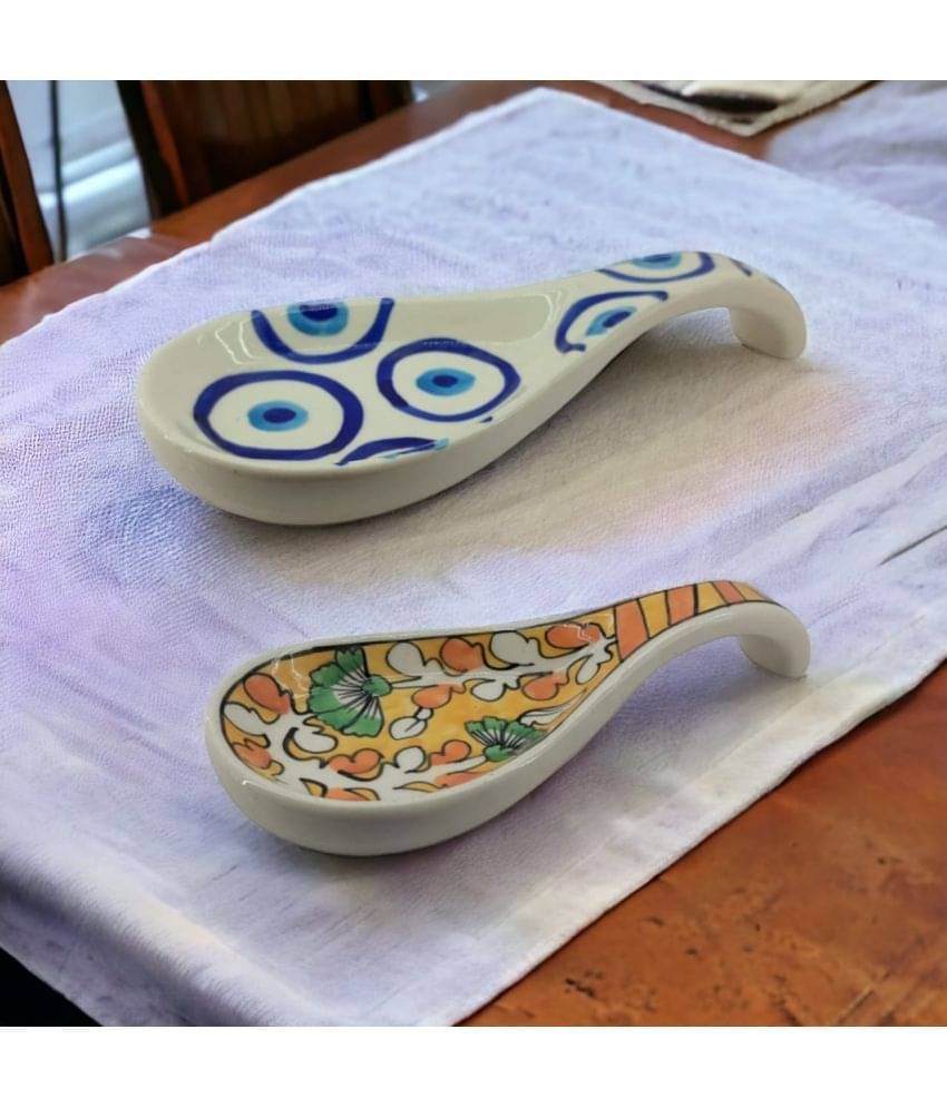     			Malaikah Multi Color Ceramic Table Spoon ( Pack of 2 )