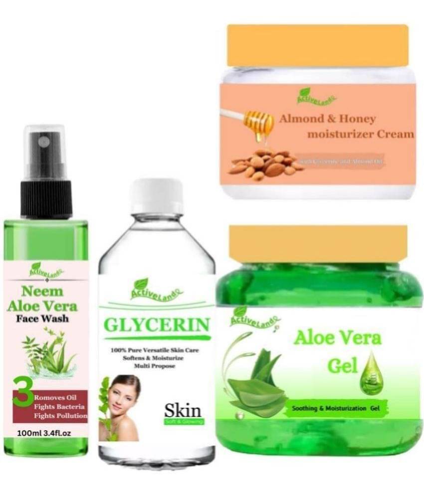 Neem Alovera face wash and alovera gel and glycerine and cream for skin 100ml each for face Neem Alovera face wash and alovera gel and glycerine and cream for skin 100ml each for face