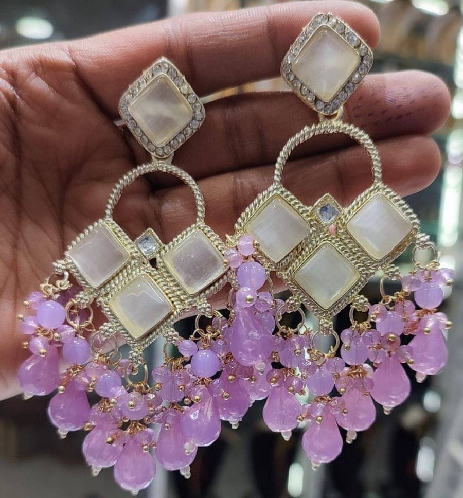     			Padmavati Bangles Purple Chandbalis Earrings ( Pack of 1 )