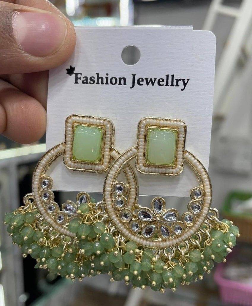     			Padmavati Bangles Sea Green Chandbalis Earrings ( Pack of 1 )