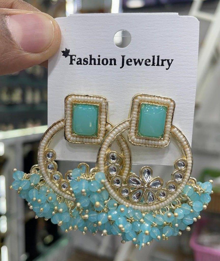     			Padmavati Bangles Sky Blue Chandbalis Earrings ( Pack of 1 )