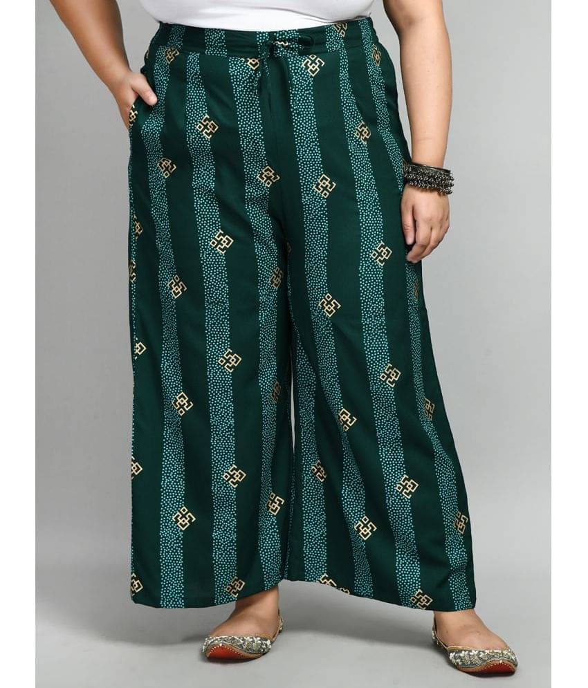     			PrettyPlus by Desinoor.com Green Rayon Wide leg Women's Palazzos ( Pack of 1 )