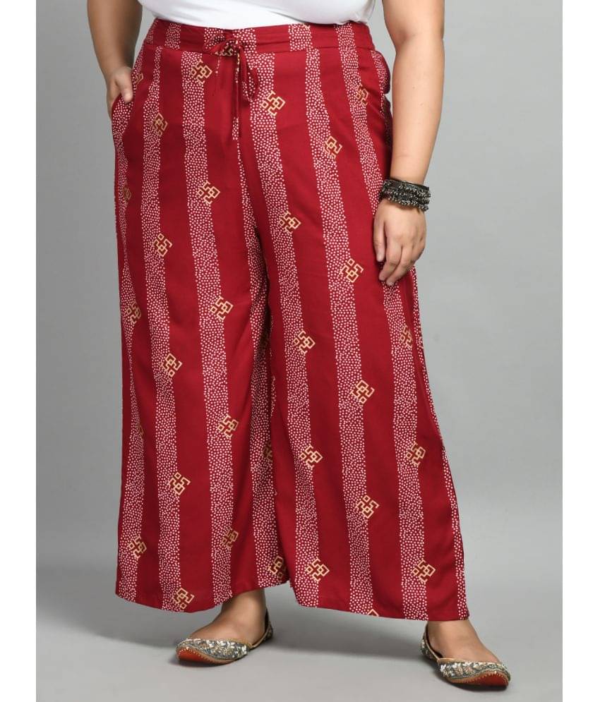     			PrettyPlus by Desinoor.com Maroon Rayon Wide leg Women's Palazzos ( Pack of 1 )