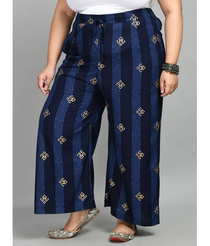     			PrettyPlus by Desinoor.com Navy Rayon Wide leg Women's Palazzos ( Pack of 1 )