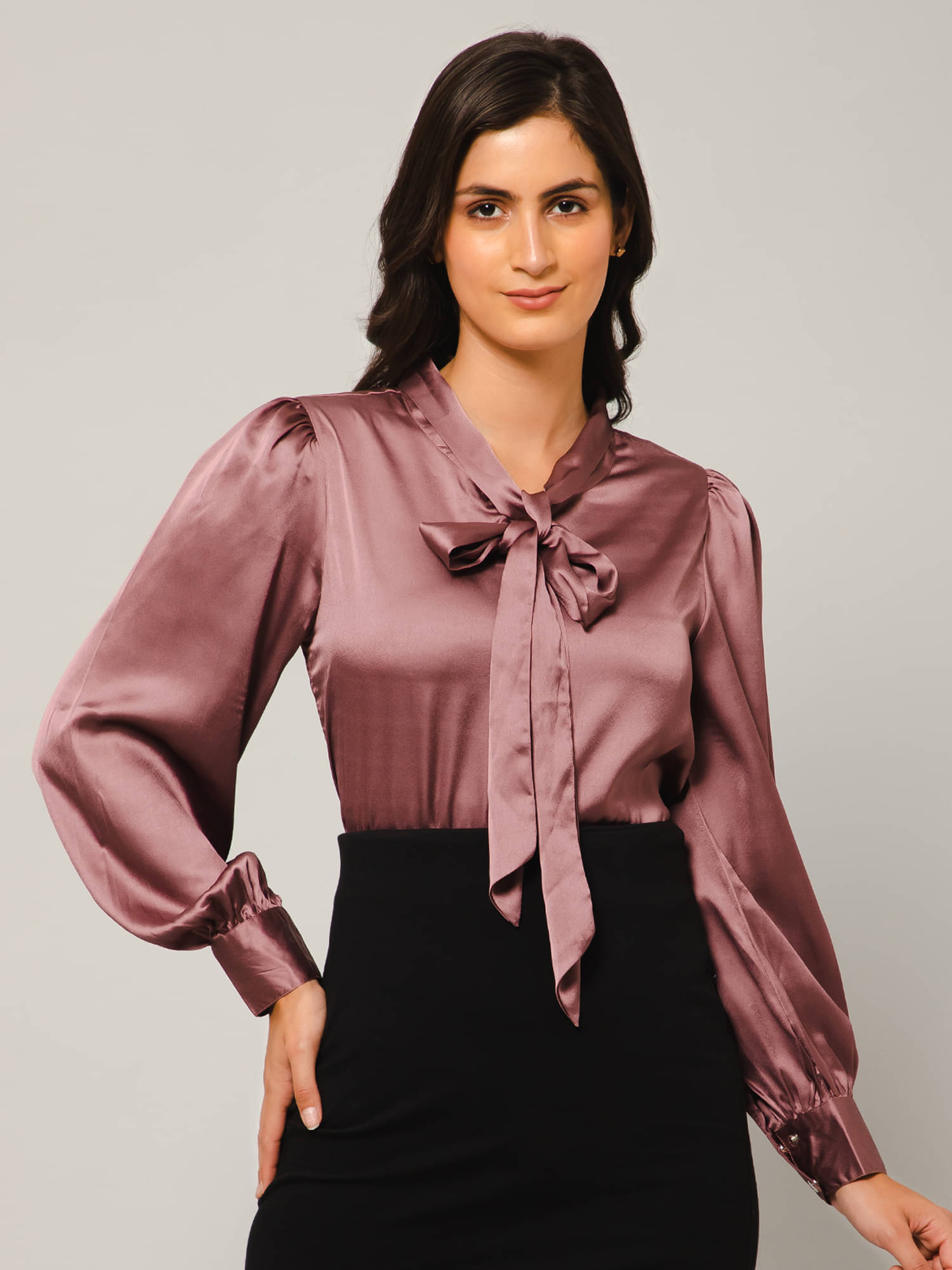     			Purys Women's Satin Regular Top ( Wine )