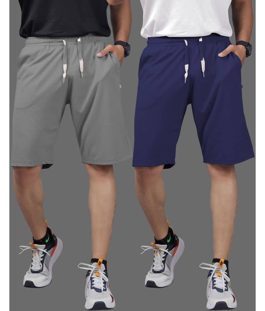 Septem Medium Grey Cotton Blend Men's Gym Shorts ( Pack of 2 ) - Shorts | Buy online on ZillyBuy
