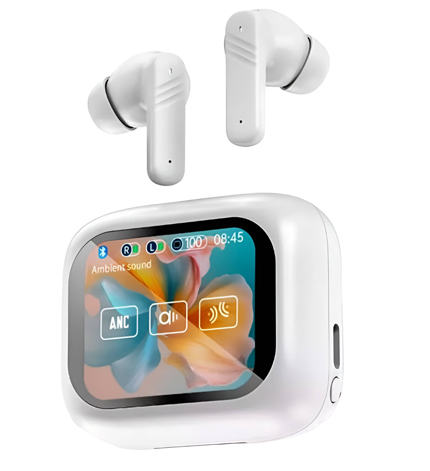     			VERONIC TouchDisplay ANC+ENC Bluetooth True Wireless (TWS) In Ear 32 Hours Playback Active Noise cancellation IPX4(Splash & Sweat Proof) White