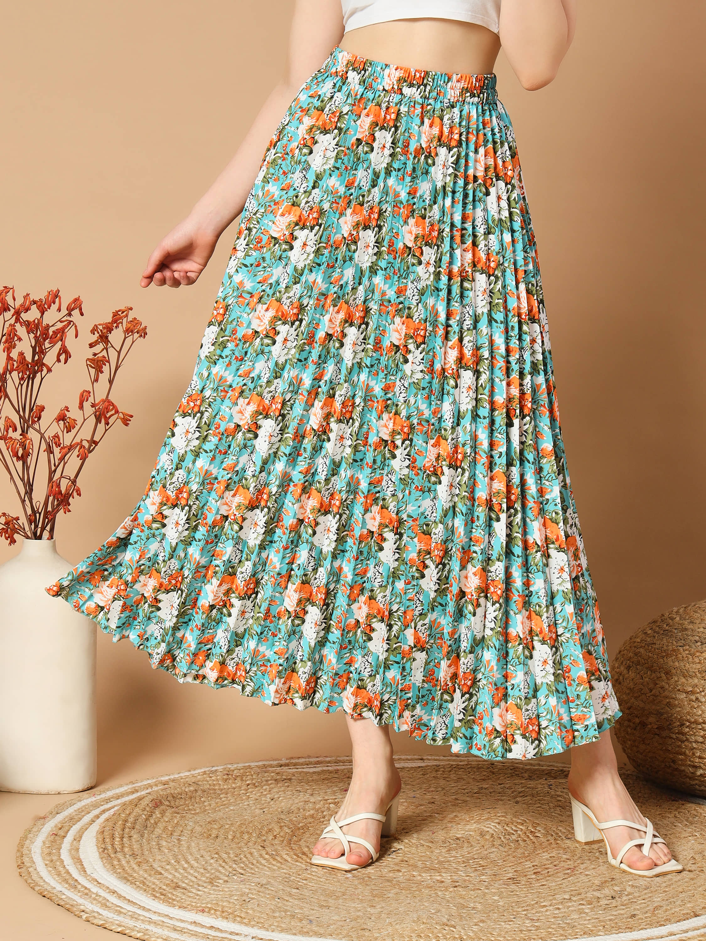 ZWERLON Blue Crepe Women's Flared Skirt ( Pack of 1 )