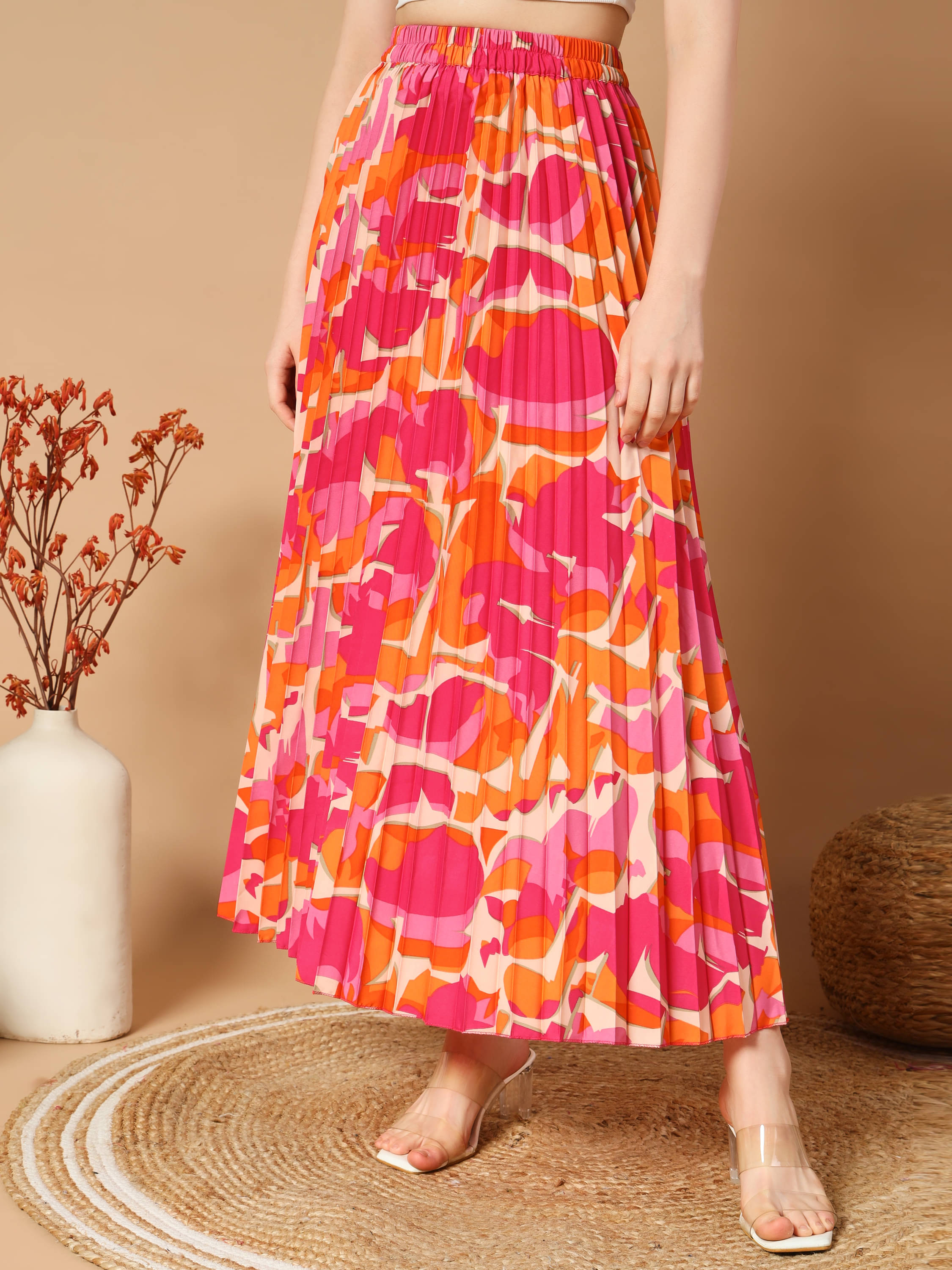 ZWERLON Orange Crepe Women's Flared Skirt ( Pack of 1 ) ZWERLON Orange Crepe Women's Flared Skirt ( Pack of 1 )