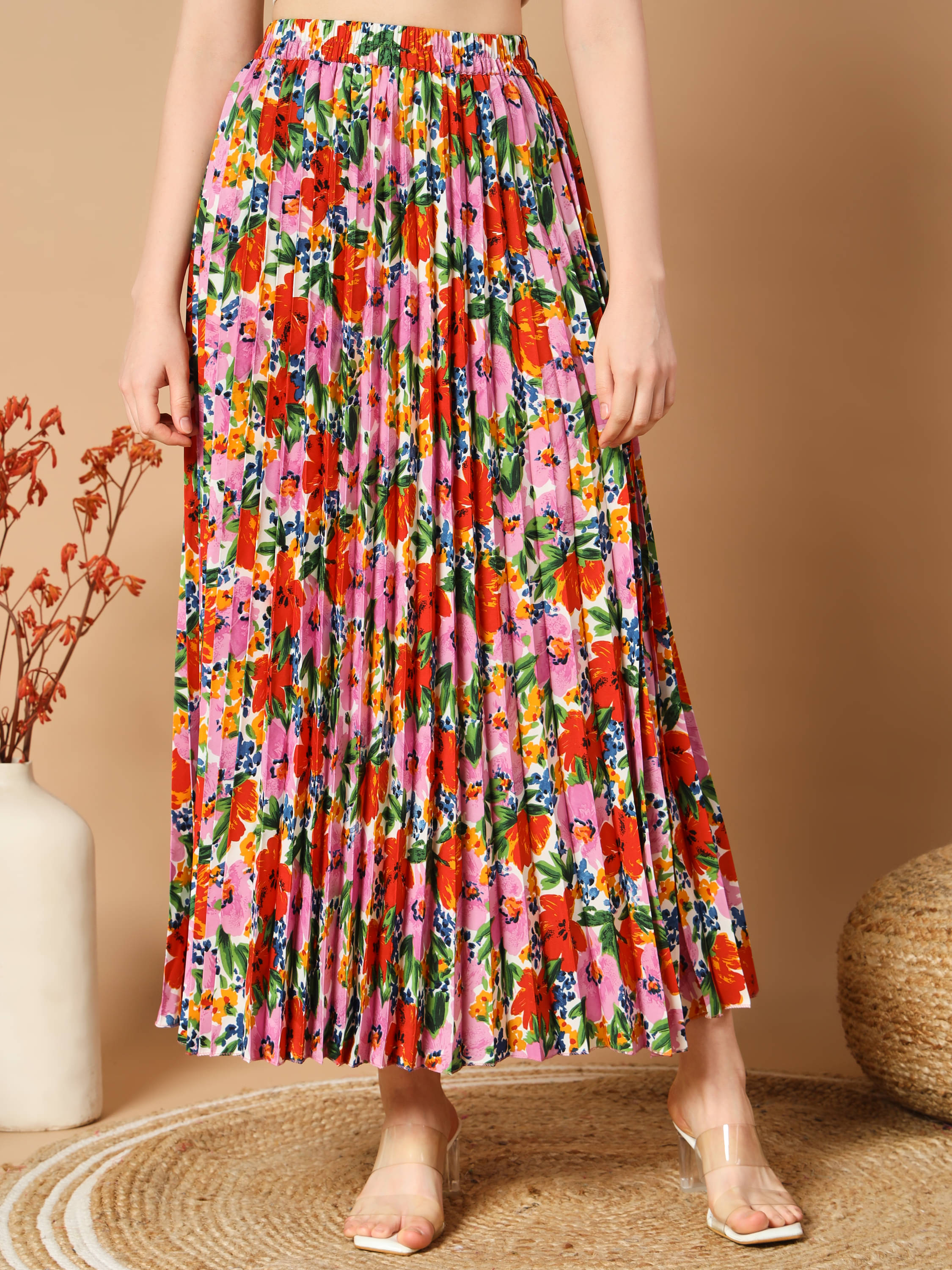 ZWERLON Pink Crepe Women's Flared Skirt ( Pack of 1 ) ZWERLON Pink Crepe Women's Flared Skirt ( Pack of 1 )