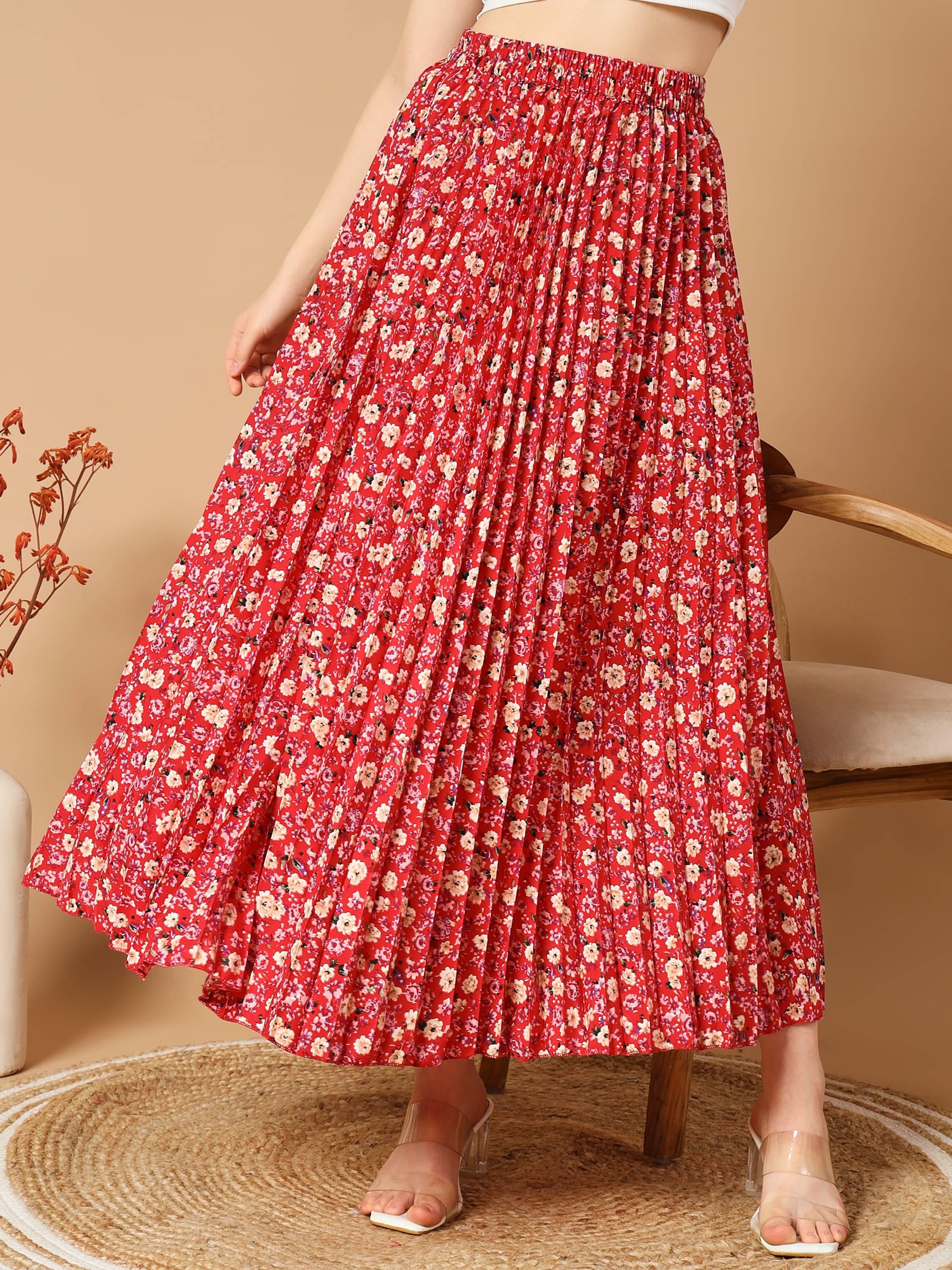 ZWERLON Red Crepe Women's Flared Skirt ( Pack of 1 ) ZWERLON Red Crepe Women's Flared Skirt ( Pack of 1 )