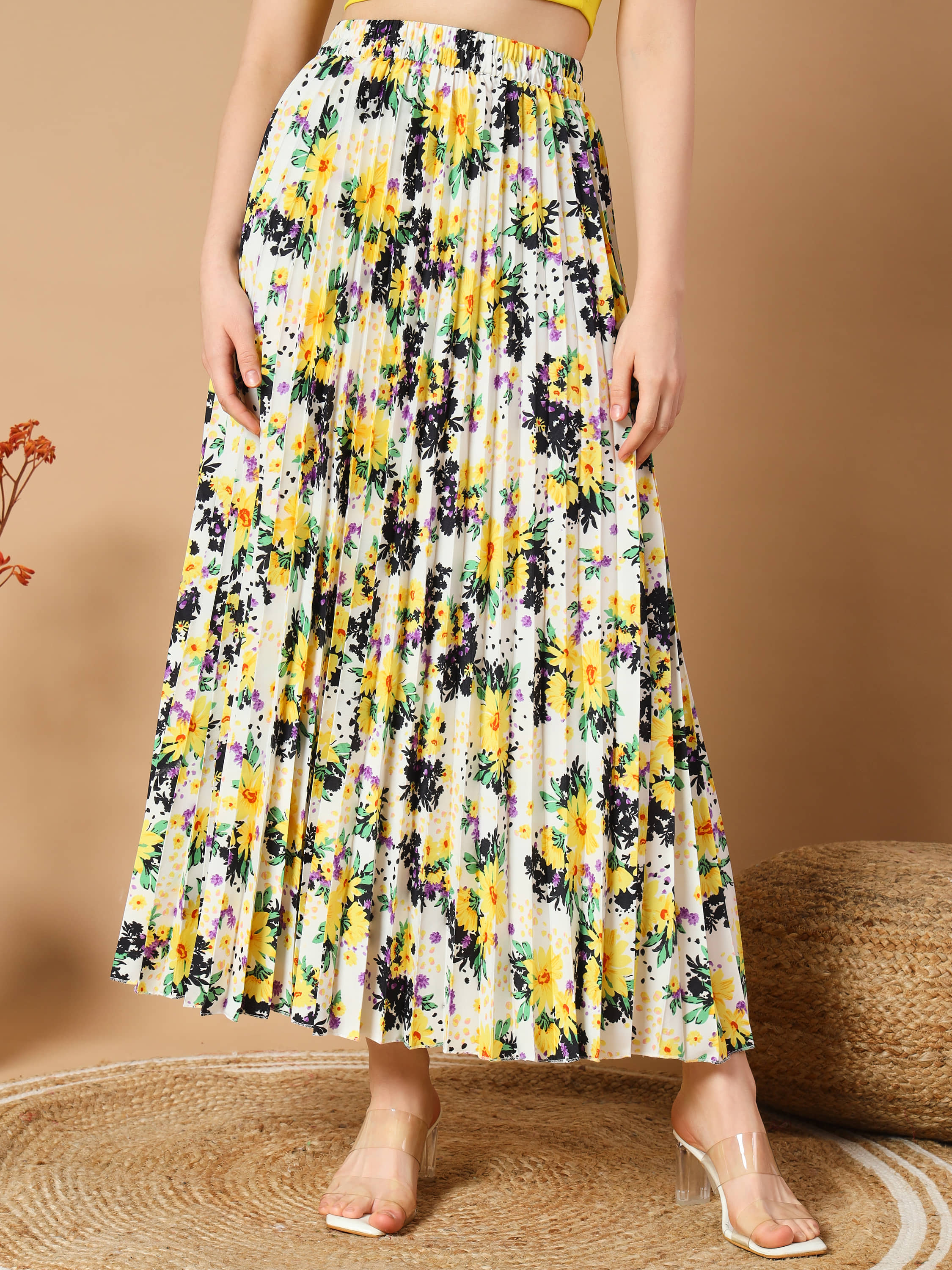 ZWERLON Yellow Crepe Women's A-Line Skirt ( Pack of 1 )