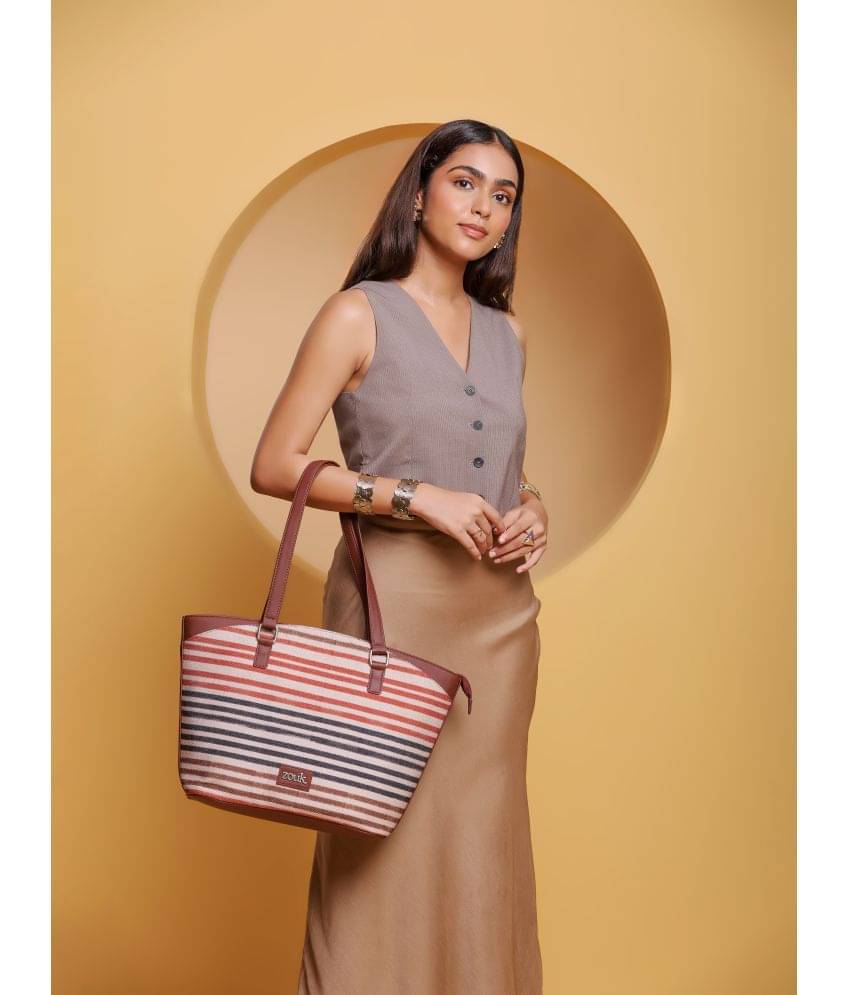     			Zouk Tote Bag Jute Set of 1 ( Multicolor )