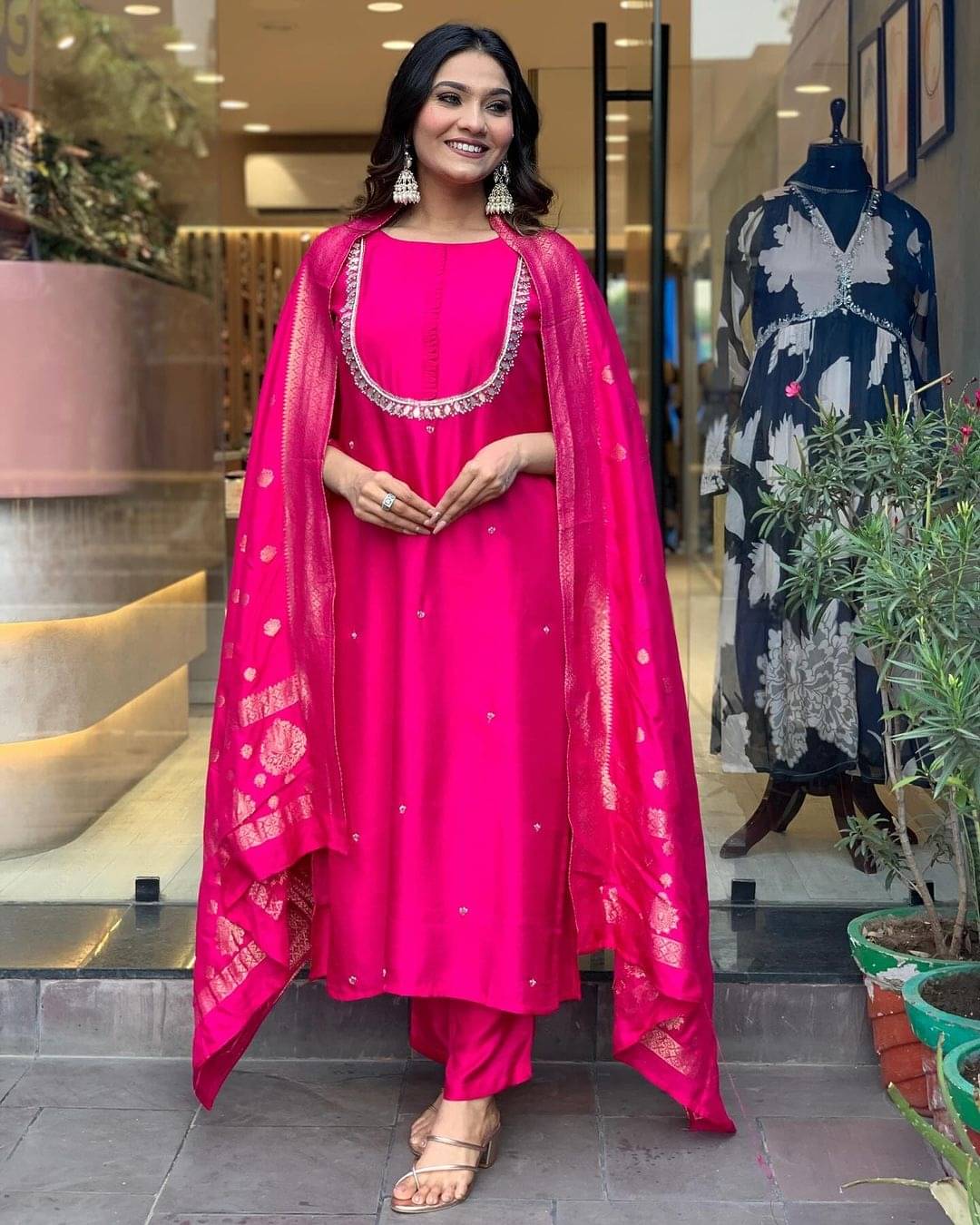 shankhpushpi Silk Blend Embroidered Kurti With Pants Women's Stitched Salwar Suit - Pink ( Pack of 1 ) shankhpushpi Silk Blend Embroidered Kurti With Pants Women's Stitched Salwar Suit - Pink ( Pack of 1 )
