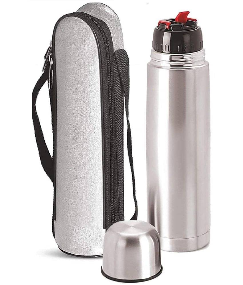     			ATIPRIYA Silver Stainless Steel Water Bottle 1000 mL ( Set of 1 )