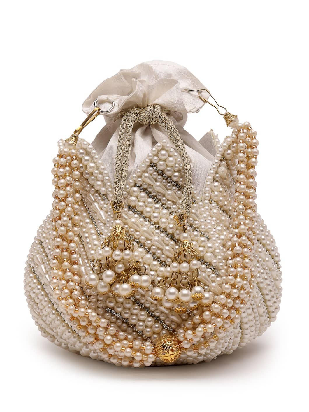 Anekaant White Silk Potli - Handbags | Buy online on ZillyBuy