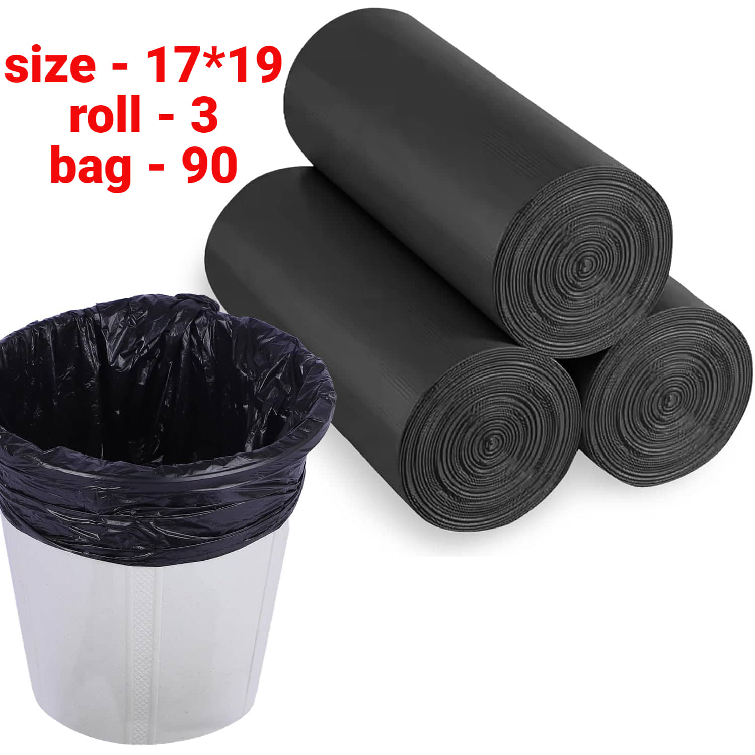 Arni Black Virgin Plastic Dustbin and Garbage bags