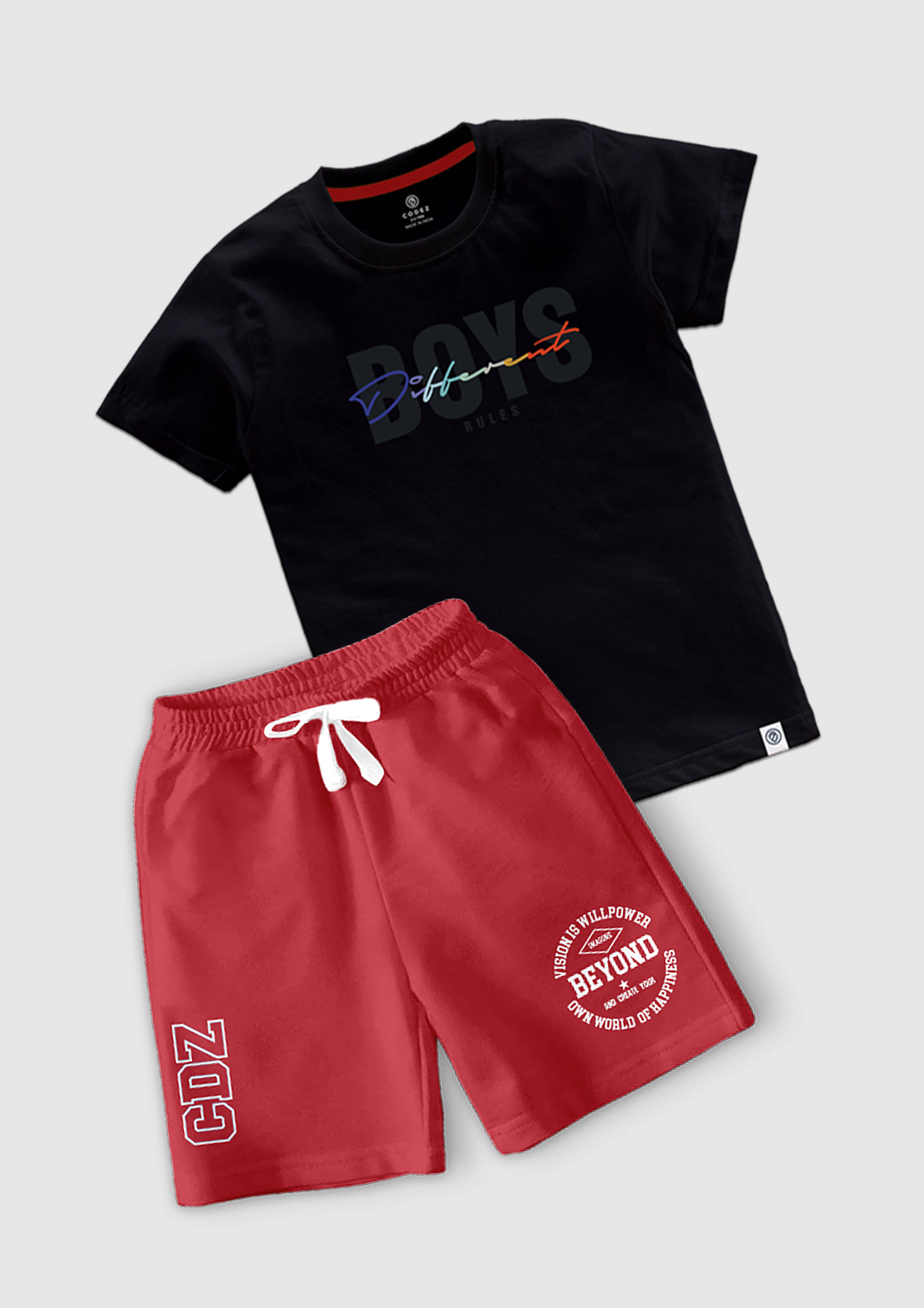     			CODEZ Pack of 1 Boys Cotton Blend T-Shirt & Shorts Set ( Multicolor )