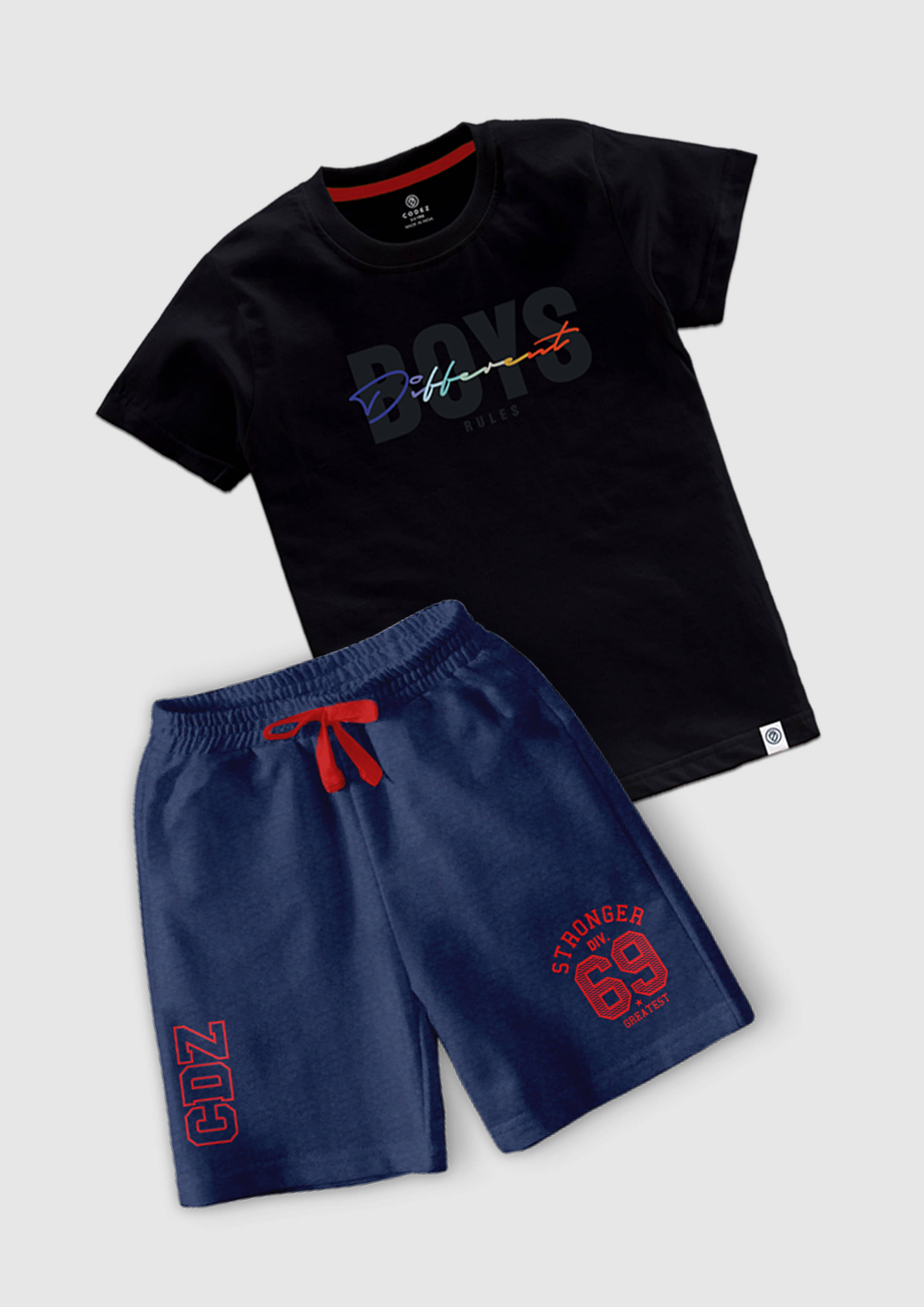 CODEZ Pack of 1 Boys Cotton Blend T-Shirt & Shorts Set ( Multicolor ) CODEZ Pack of 1 Boys Cotton Blend T-Shirt & Shorts Set ( Multicolor )
