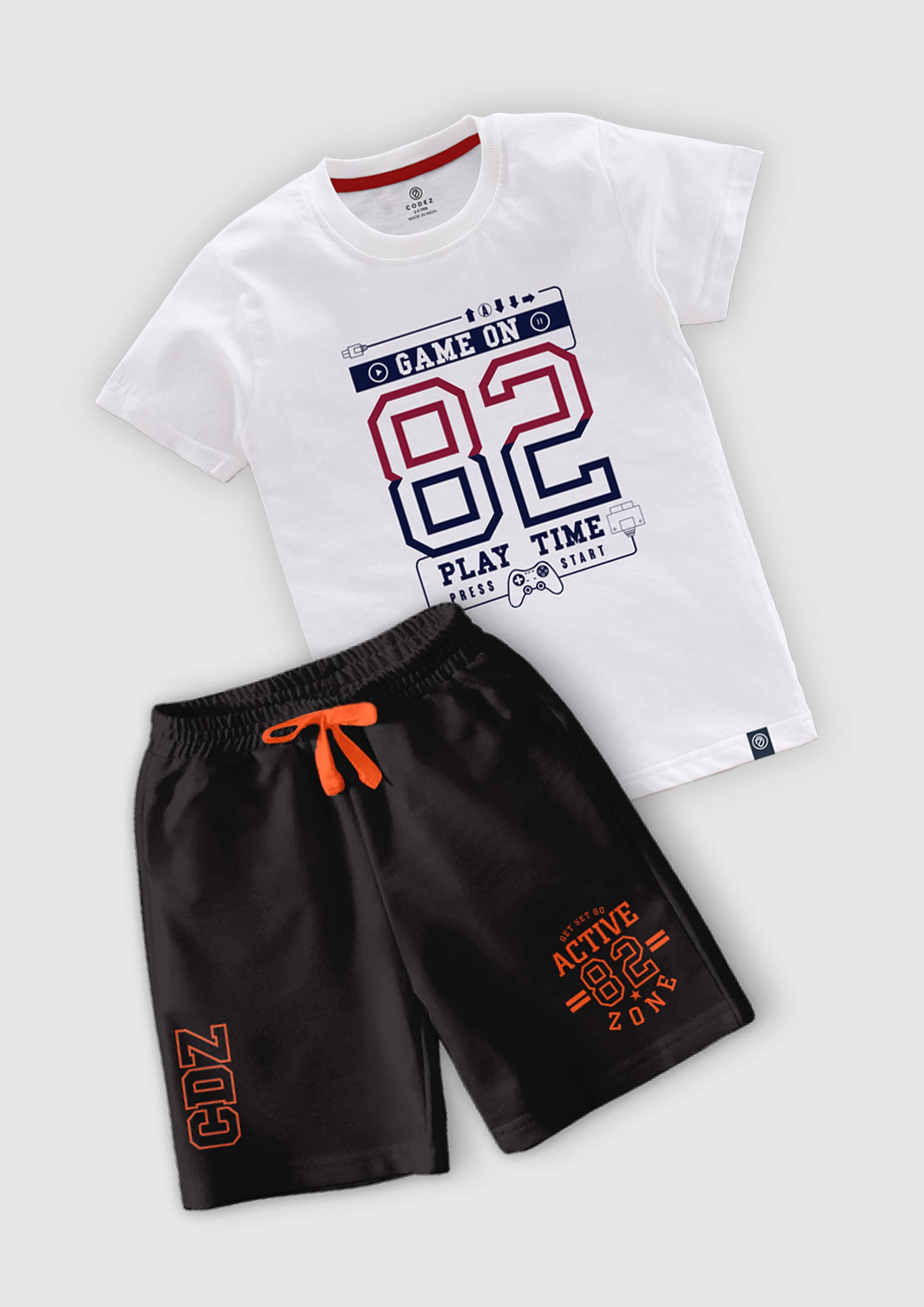     			CODEZ Pack of 1 Boys Cotton Blend T-Shirt & Shorts ( Multicolor )