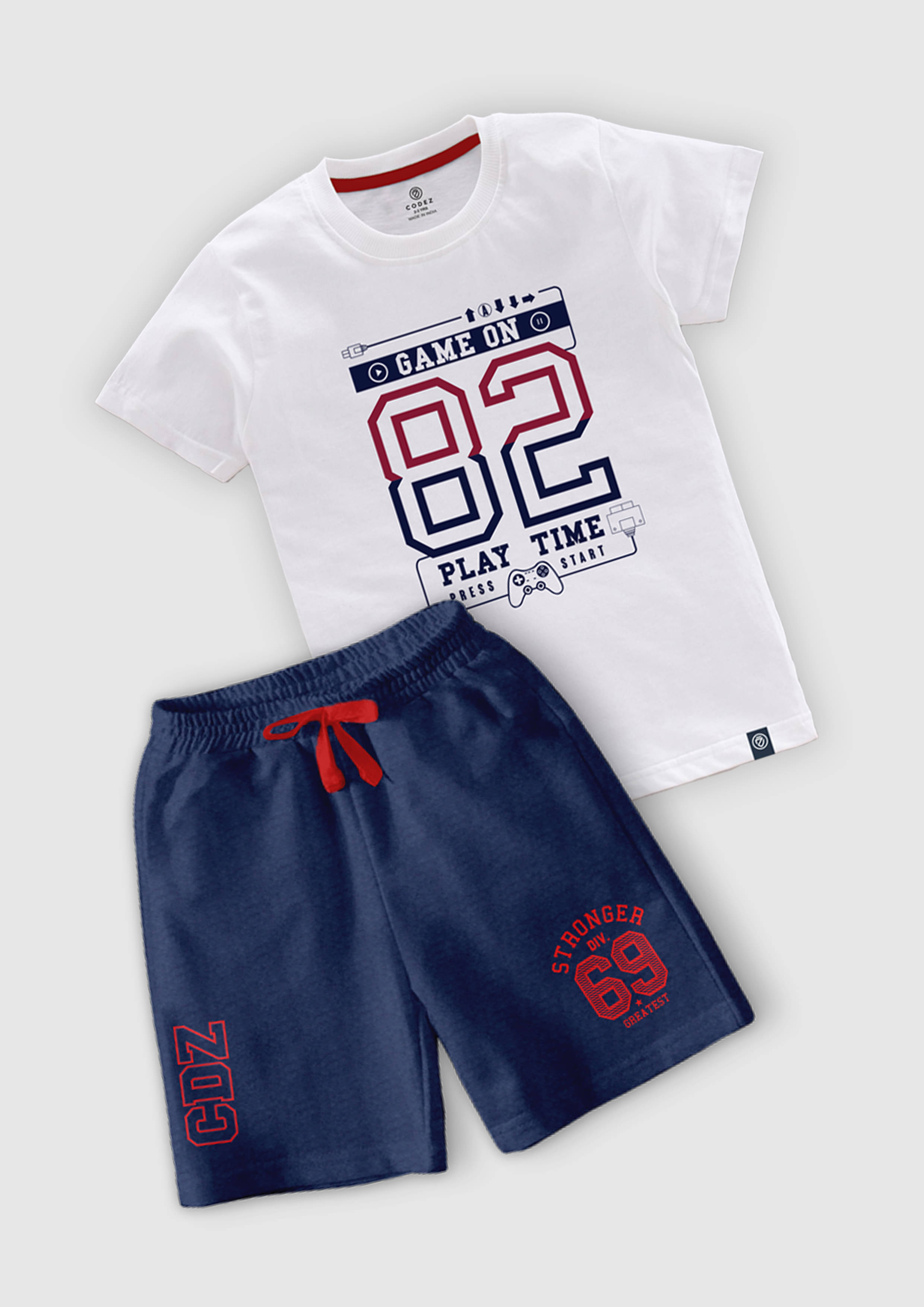 CODEZ Pack of 2 Boys Cotton Blend T-Shirt & Shorts Set ( Multicolor ) CODEZ Pack of 2 Boys Cotton Blend T-Shirt & Shorts Set ( Multicolor )