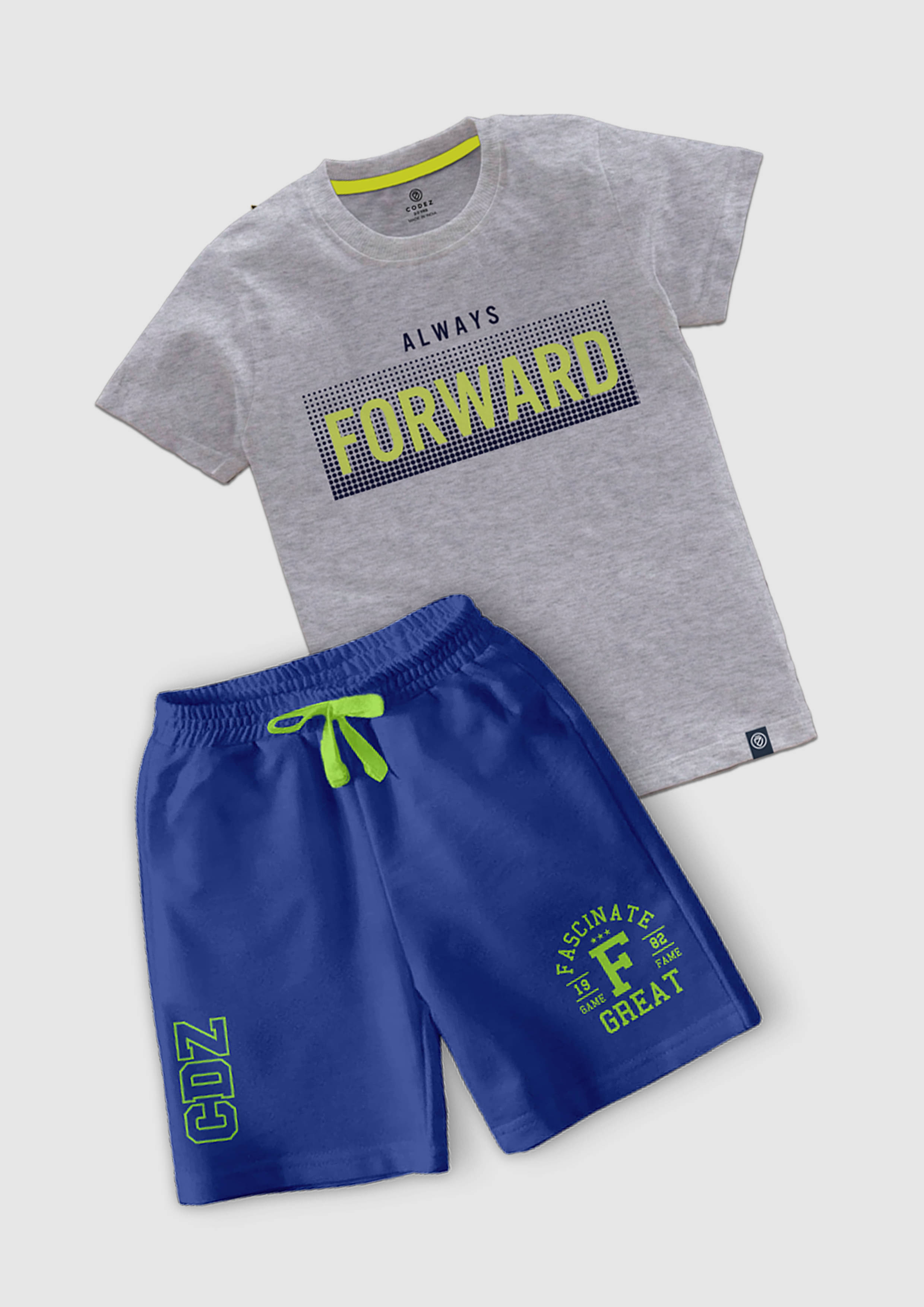 CODEZ Pack of 1 Boys Cotton Blend T-Shirt & Shorts Set ( Multicolor ) CODEZ Pack of 1 Boys Cotton Blend T-Shirt & Shorts Set ( Multicolor )