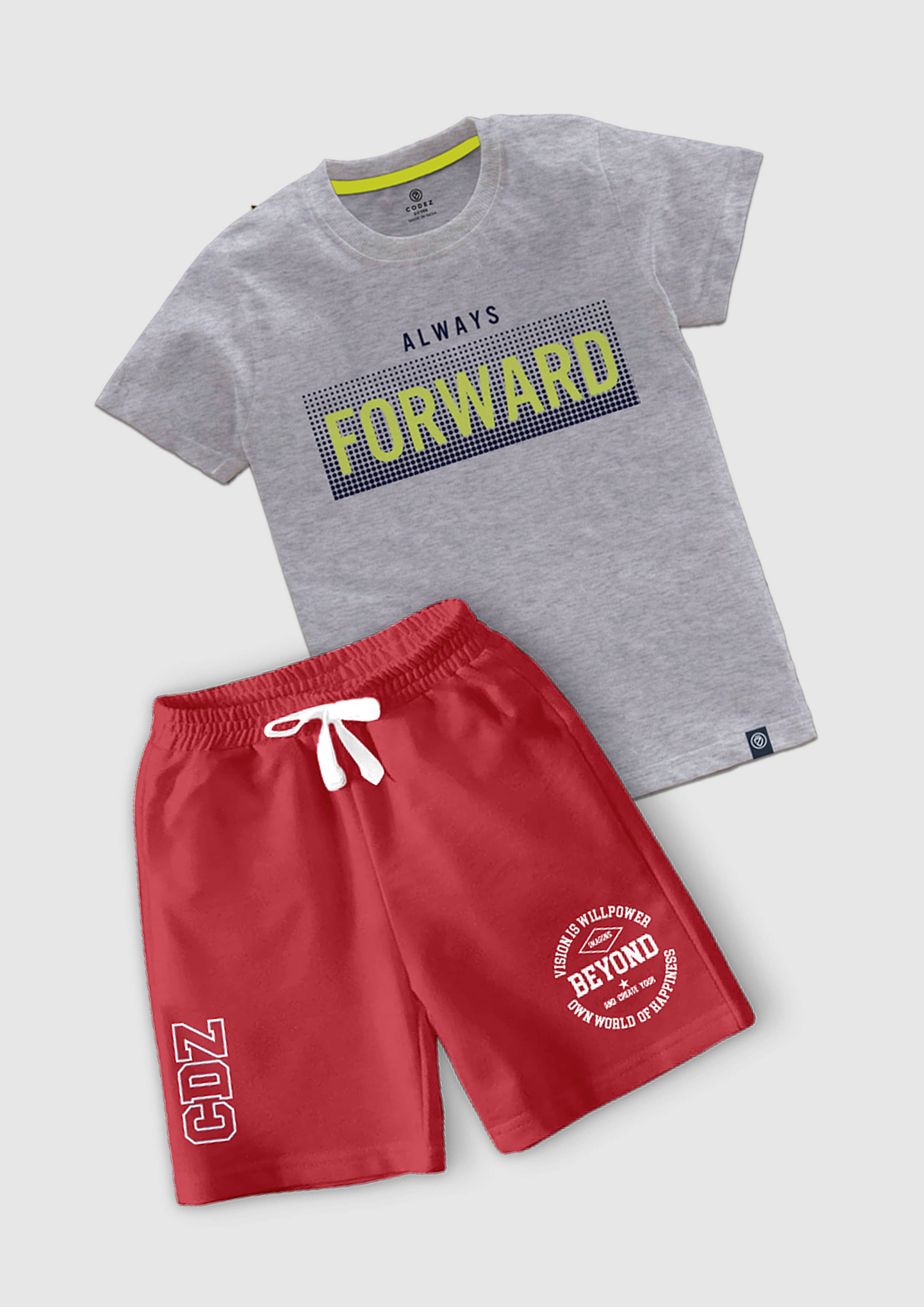     			CODEZ Pack of 1 Boys Cotton Blend T-Shirt & Shorts Set ( Multicolor )