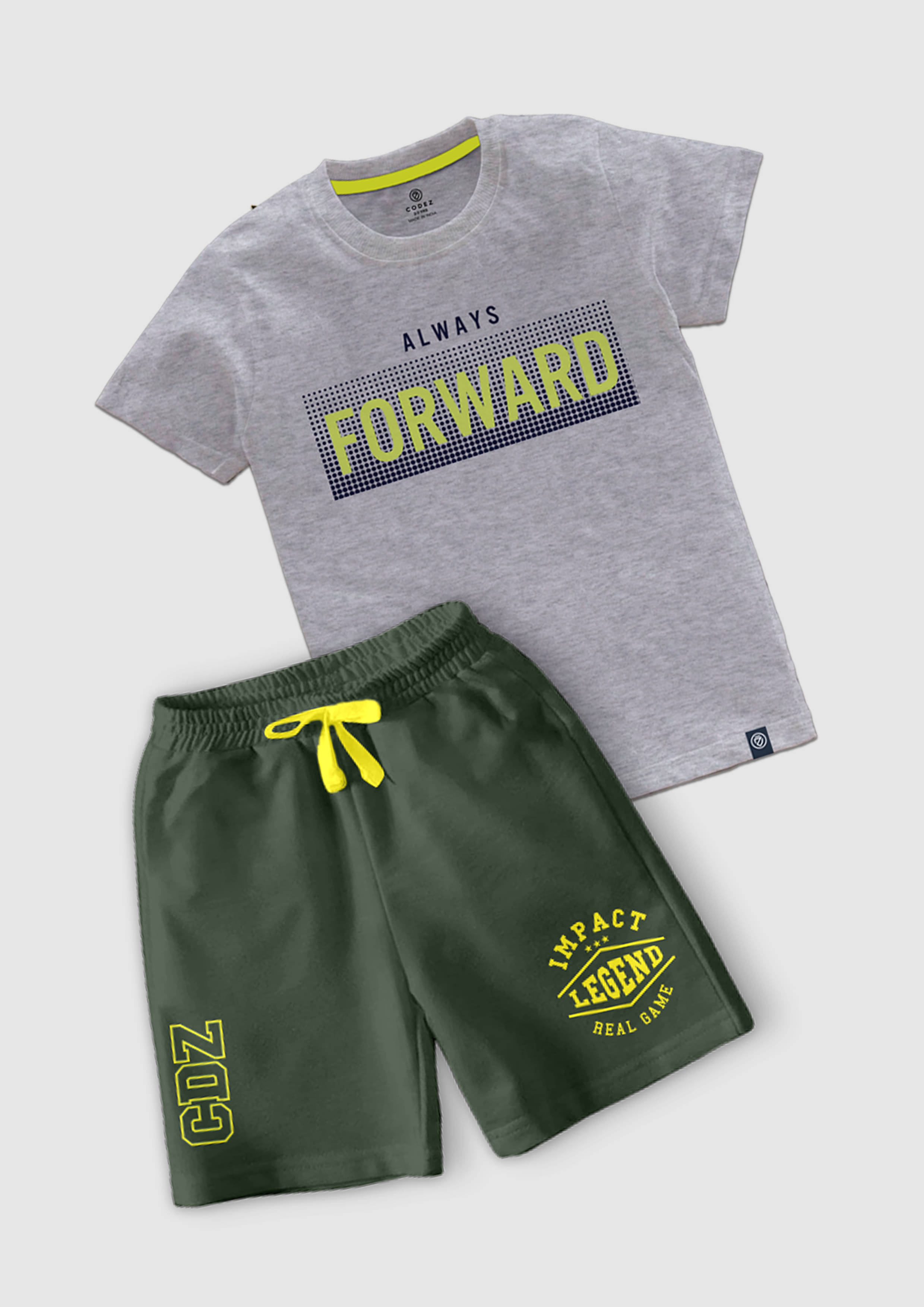 CODEZ Pack of 1 Boys Cotton Blend T-Shirt & Shorts Set ( Multicolor ) CODEZ Pack of 1 Boys Cotton Blend T-Shirt & Shorts Set ( Multicolor )