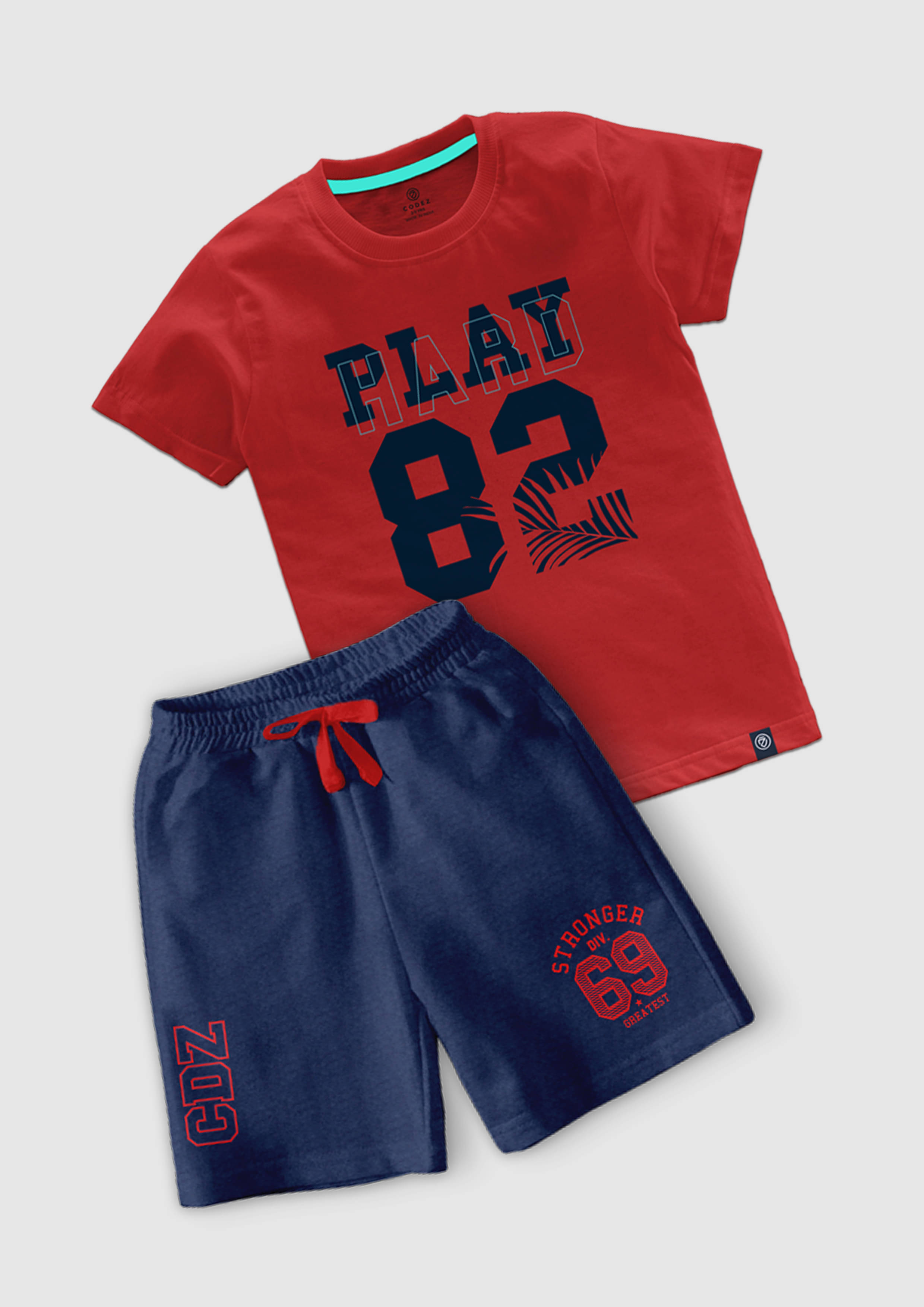     			CODEZ Pack of 2 Boys Cotton Blend T-Shirt & Shorts Set ( Multicolor )