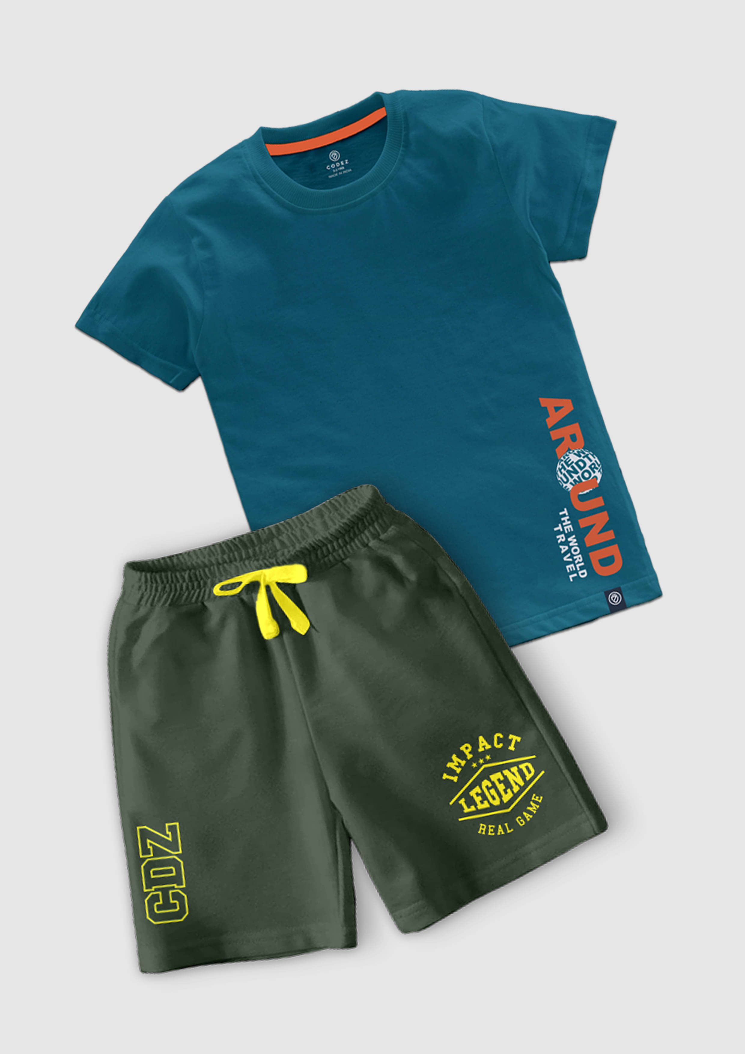 CODEZ Pack of 1 Boys Cotton Blend T-Shirt & Shorts Set ( Multicolor ) CODEZ Pack of 1 Boys Cotton Blend T-Shirt & Shorts Set ( Multicolor )