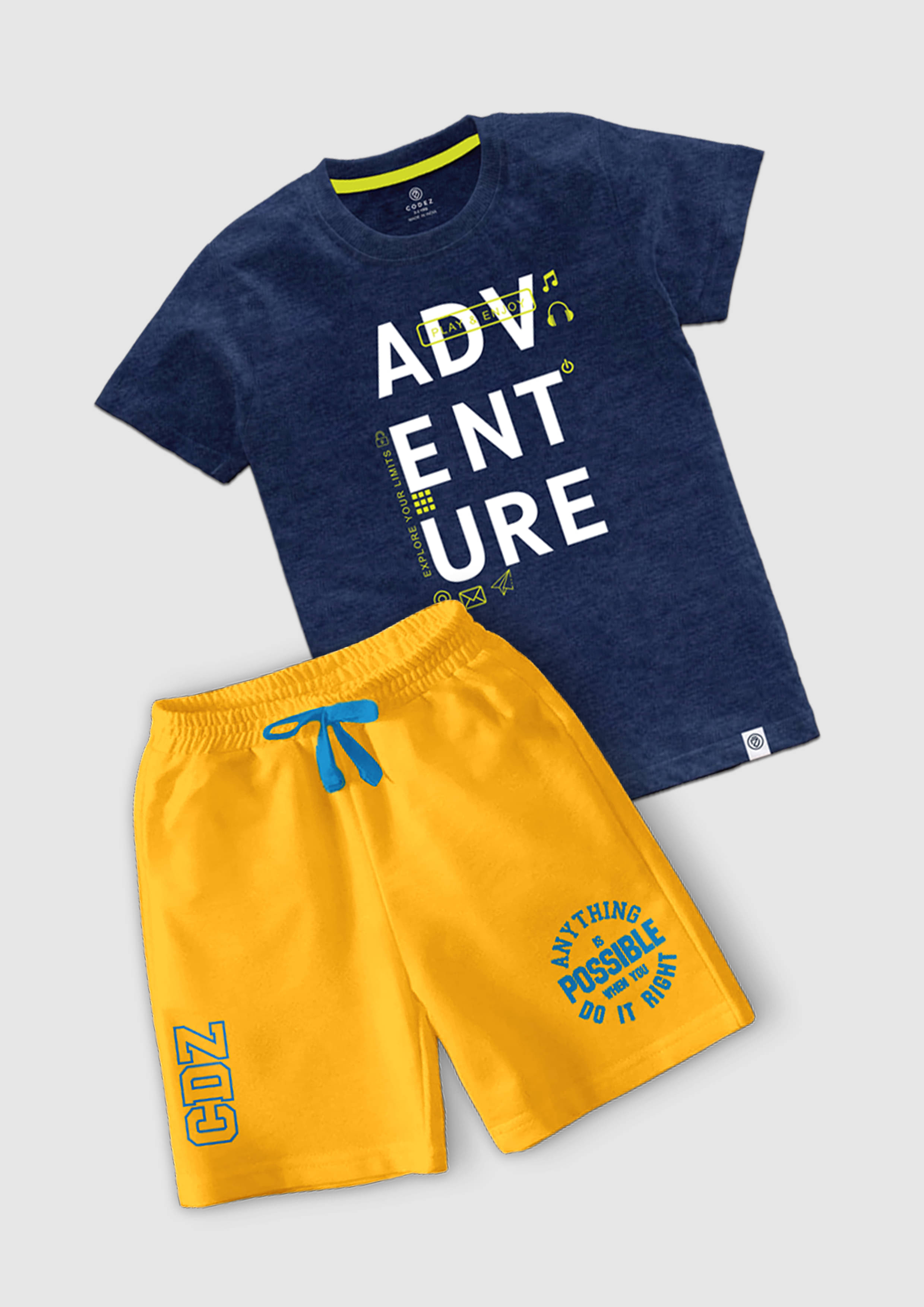CODEZ Pack of 1 Boys Cotton Blend T-Shirt & Shorts ( Multicolor ) CODEZ Pack of 1 Boys Cotton Blend T-Shirt & Shorts ( Multicolor )