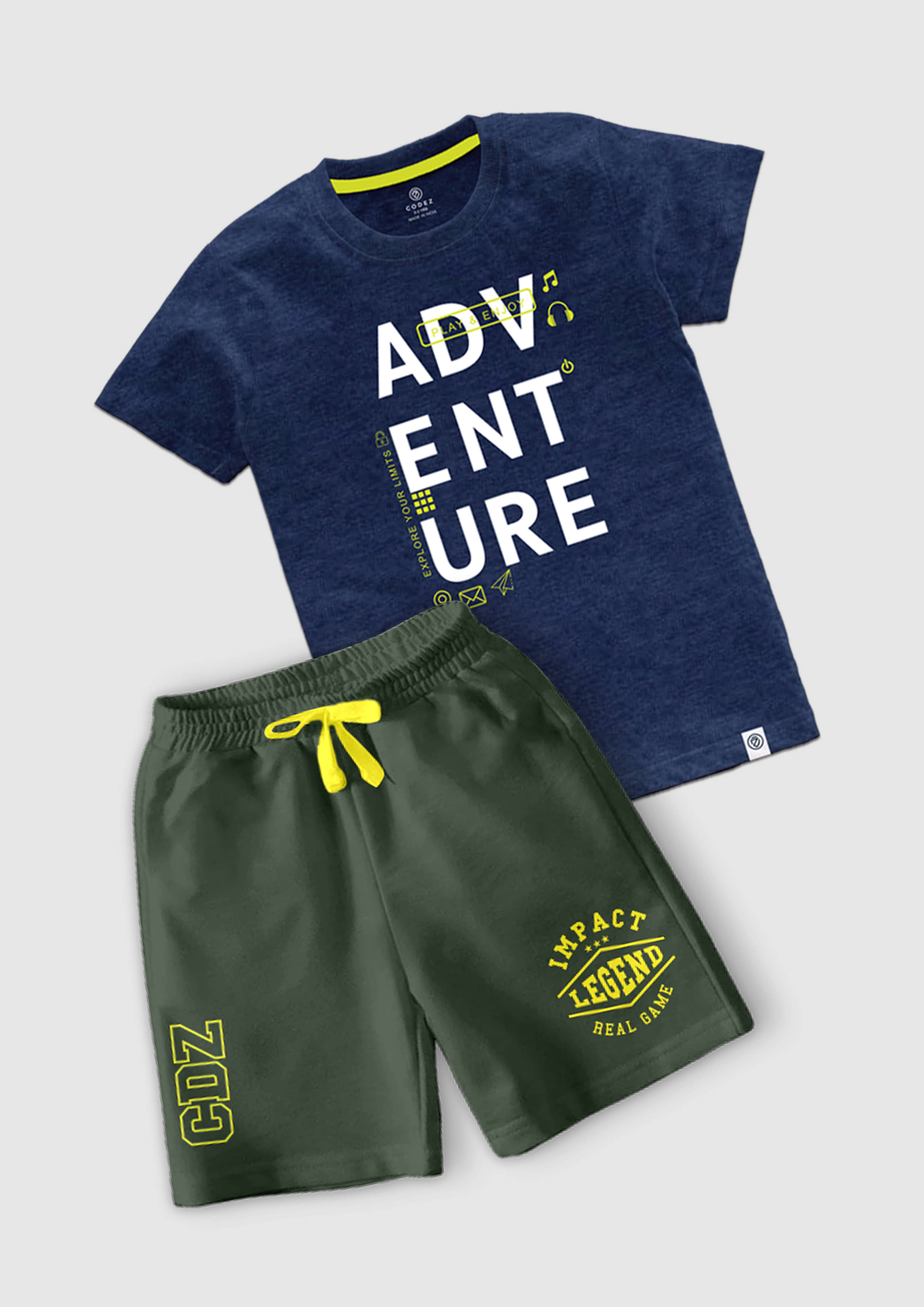 CODEZ Pack of 1 Boys Cotton Blend T-Shirt & Shorts Set ( Multicolor ) CODEZ Pack of 1 Boys Cotton Blend T-Shirt & Shorts Set ( Multicolor )