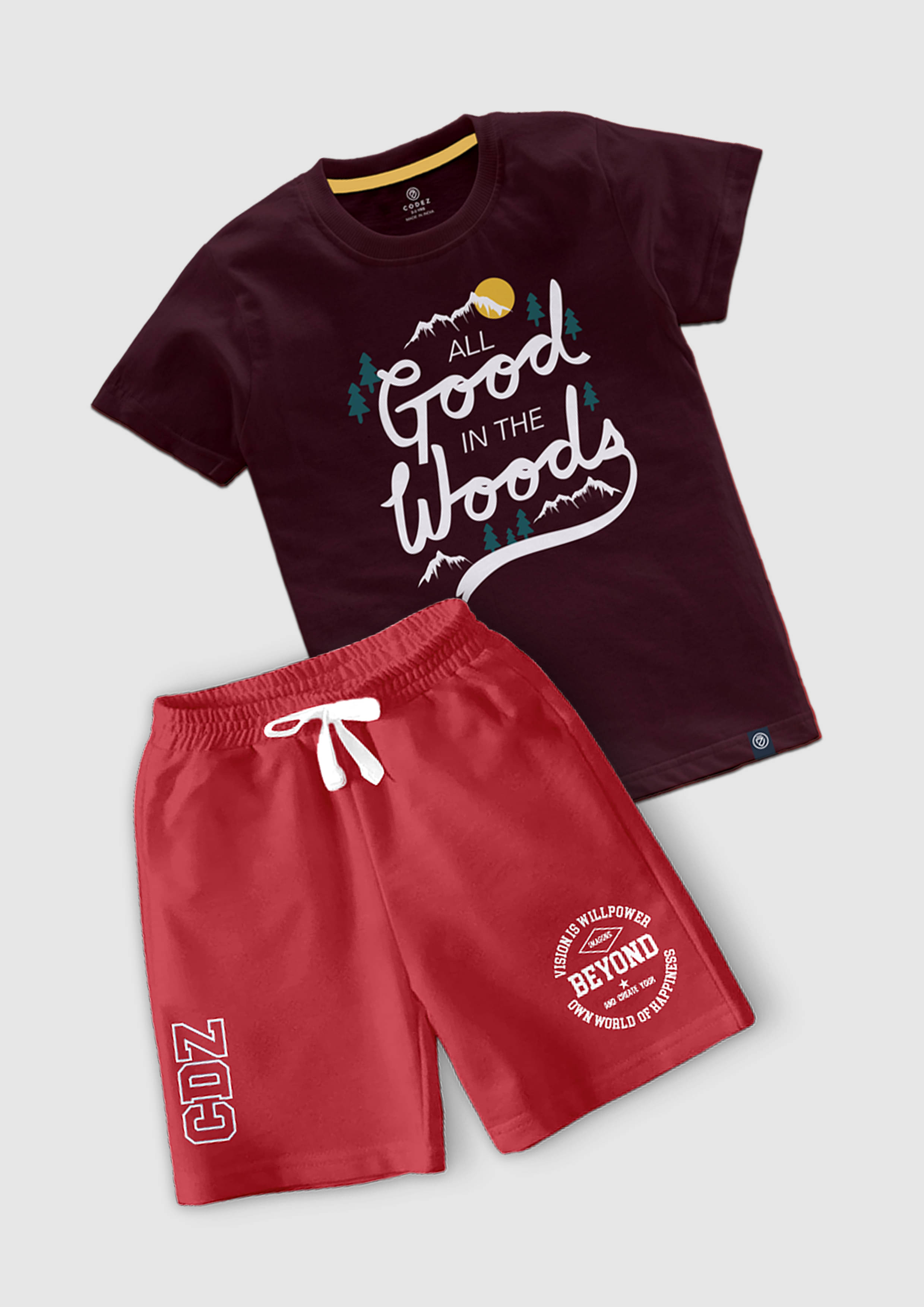     			CODEZ Pack of 1 Boys Cotton Blend T-Shirt & Shorts Set ( Multicolor )