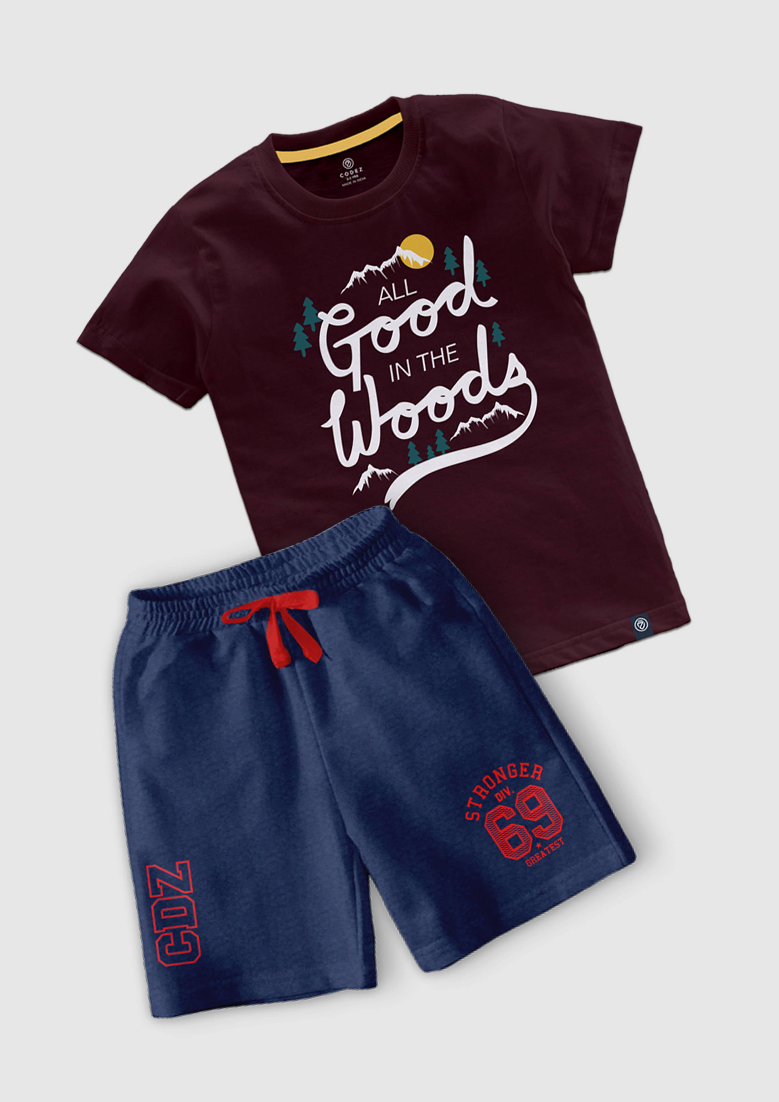 CODEZ Pack of 2 Boys Cotton Blend T-Shirt & Shorts Set ( Multicolor ) CODEZ Pack of 2 Boys Cotton Blend T-Shirt & Shorts Set ( Multicolor )