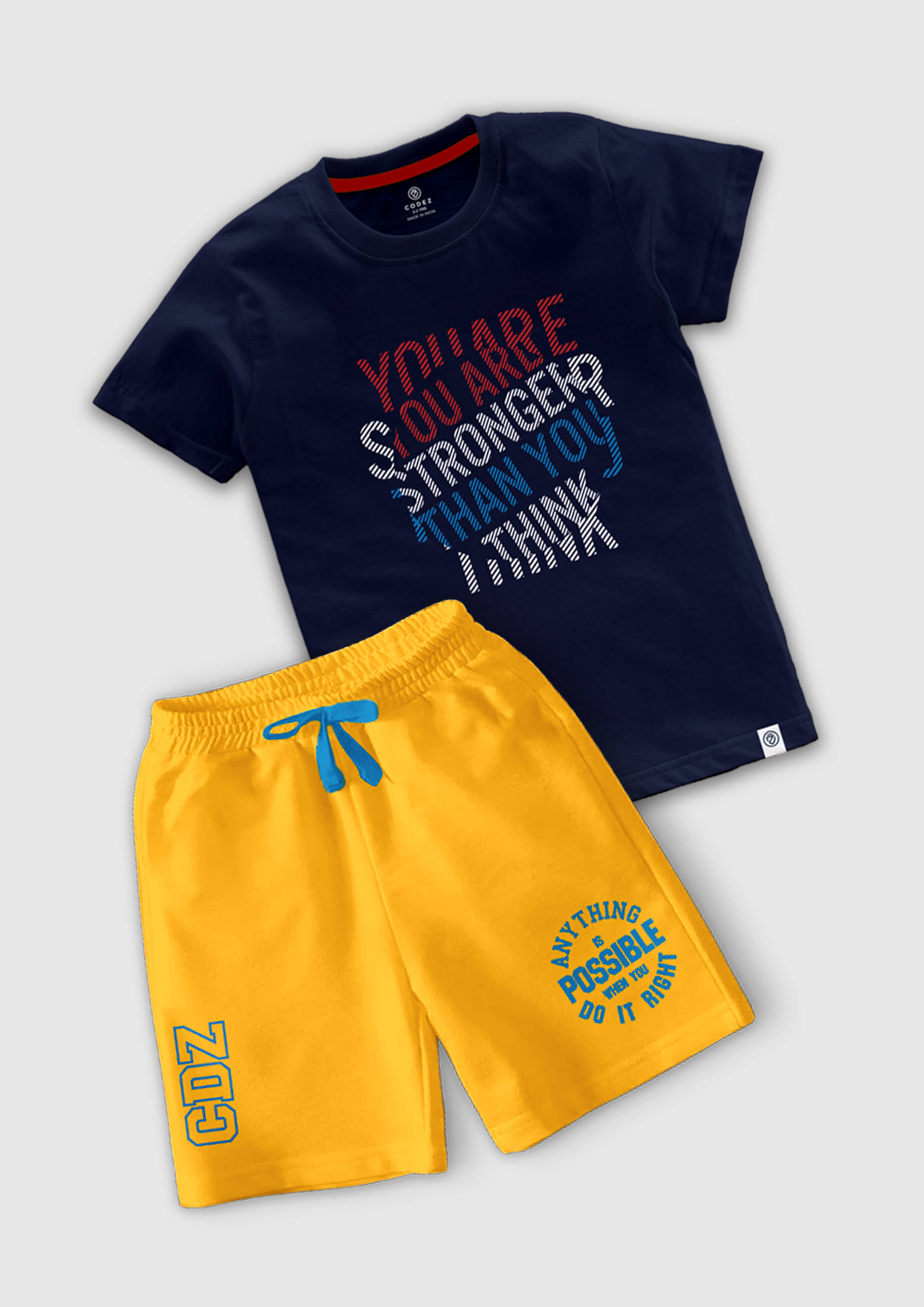 CODEZ Pack of 1 Boys Cotton Blend T-Shirt & Shorts ( Multicolor ) CODEZ Pack of 1 Boys Cotton Blend T-Shirt & Shorts ( Multicolor )