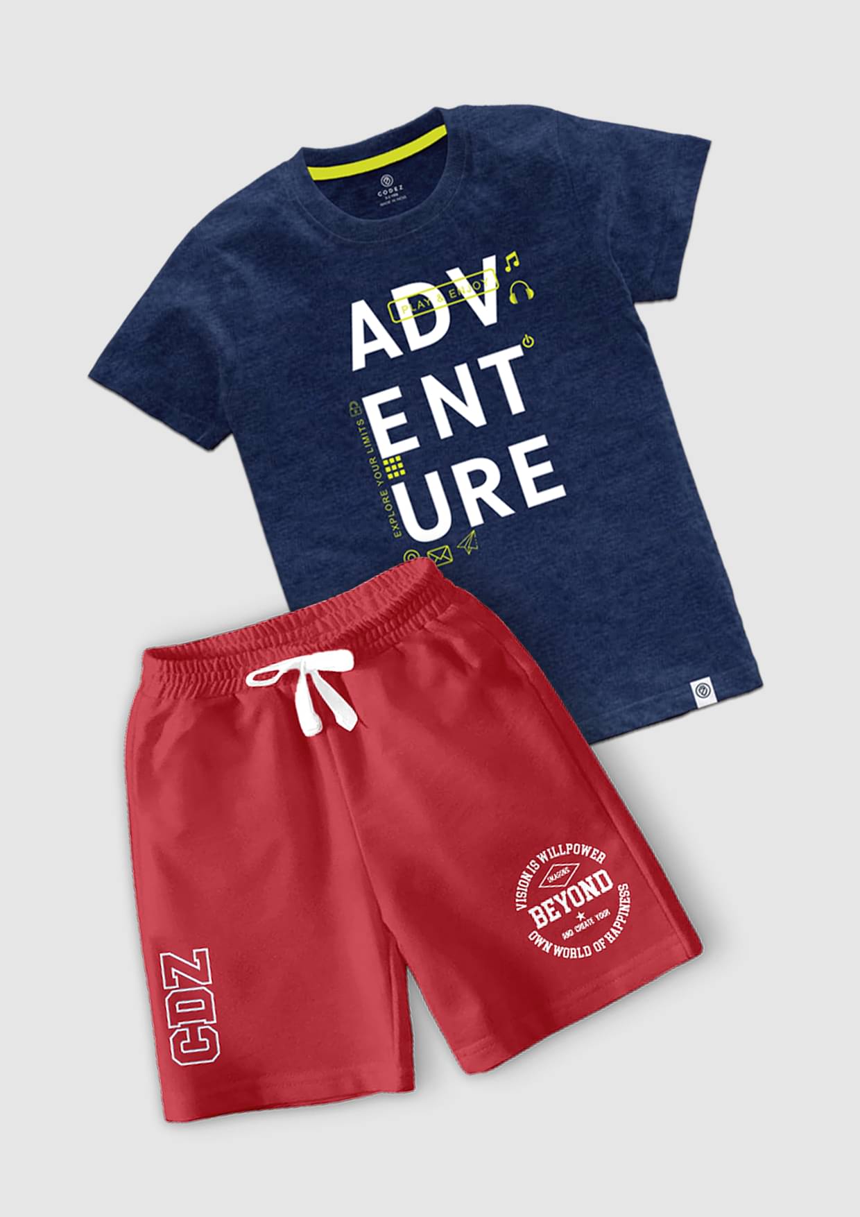 CODEZ Pack of 1 Boys Cotton Blend T-Shirt & Shorts ( Multicolor ) CODEZ Pack of 1 Boys Cotton Blend T-Shirt & Shorts ( Multicolor )