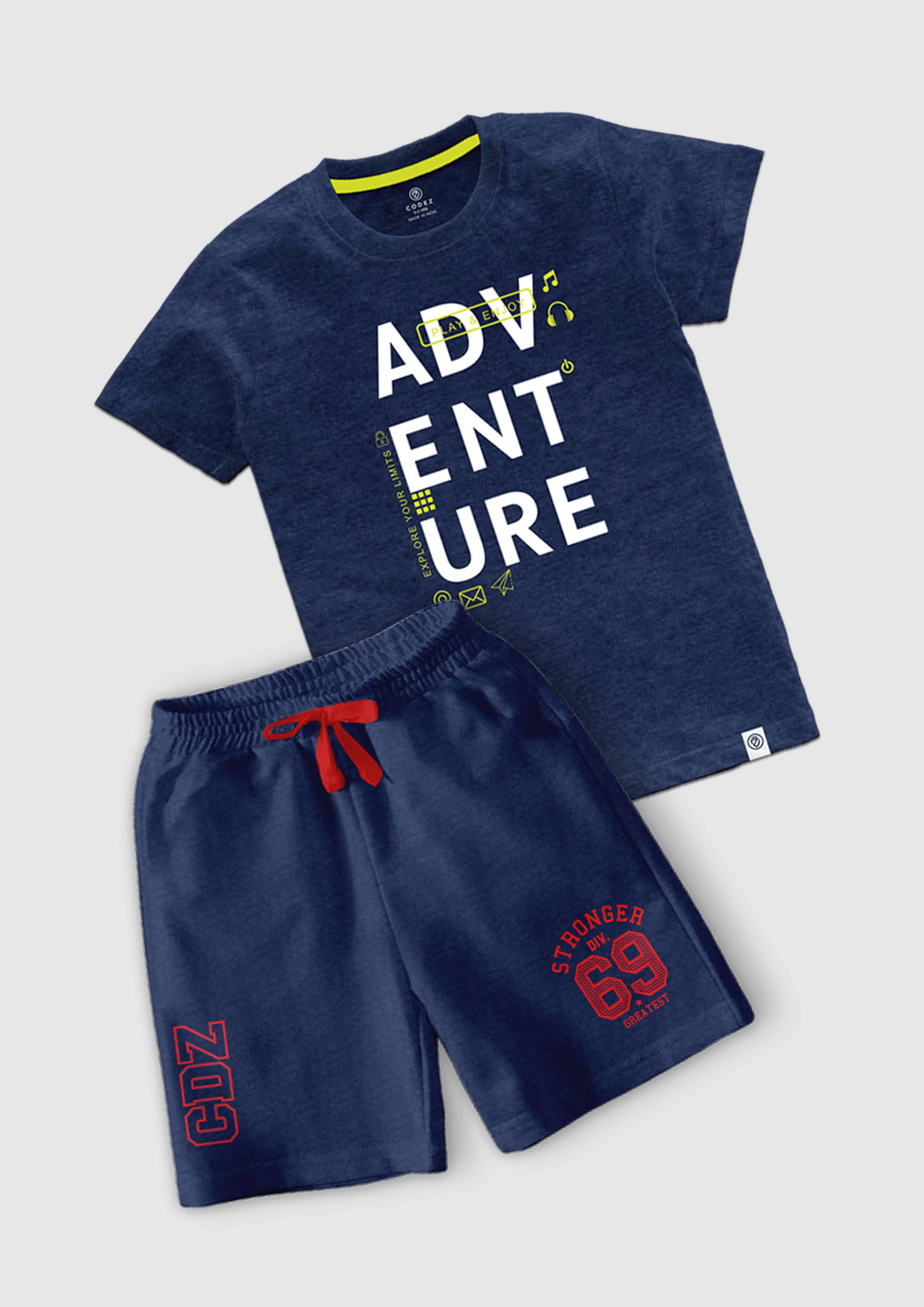 CODEZ Pack of 1 Boys Cotton Blend T-Shirt & Shorts ( Multicolor ) CODEZ Pack of 1 Boys Cotton Blend T-Shirt & Shorts ( Multicolor )