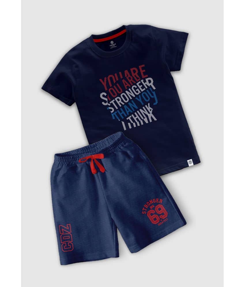 CODEZ Pack of 1 Boys Cotton Blend T-Shirt & Shorts Set ( Multicolor )