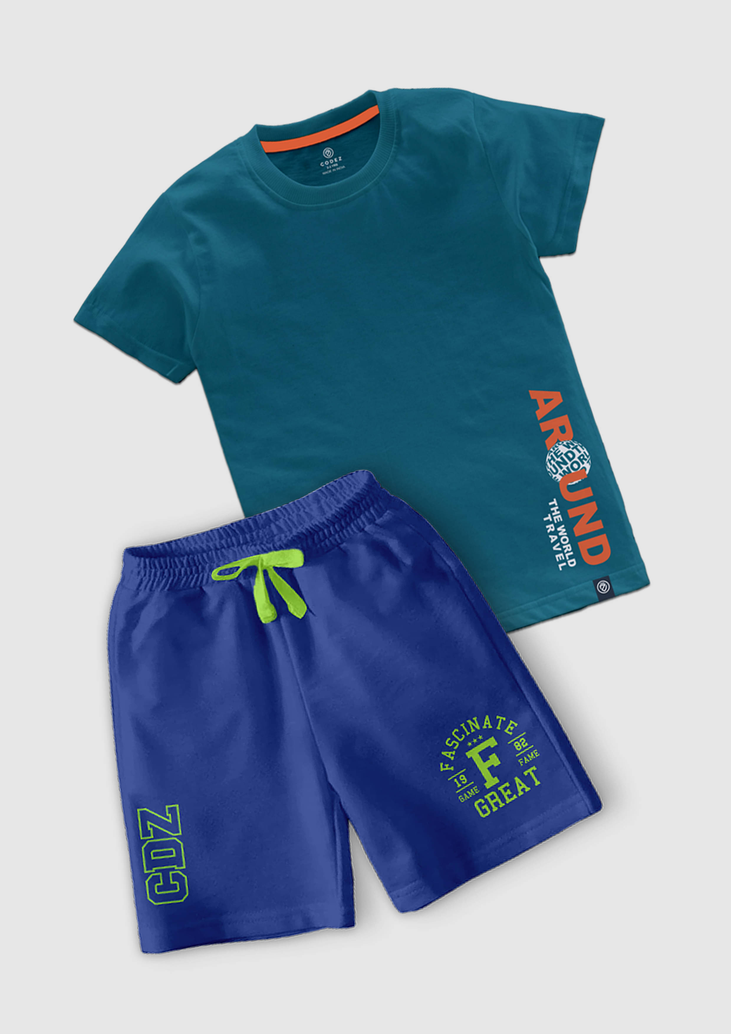     			CODEZ Pack of 1 Boys Cotton Blend T-Shirt & Shorts Set ( Multicolor )
