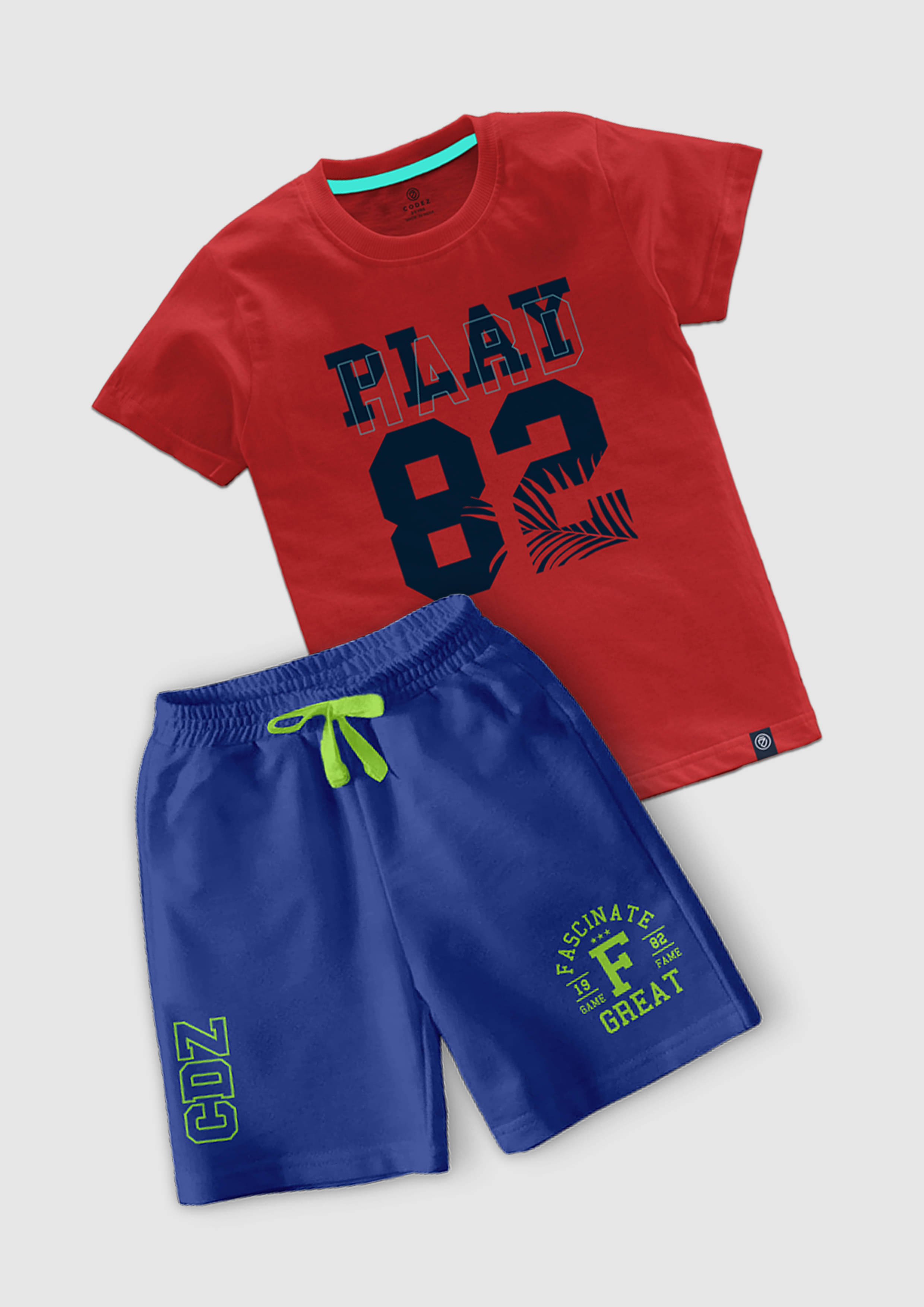     			CODEZ Pack of 1 Boys Cotton Blend T-Shirt & Shorts Set ( Multicolor )